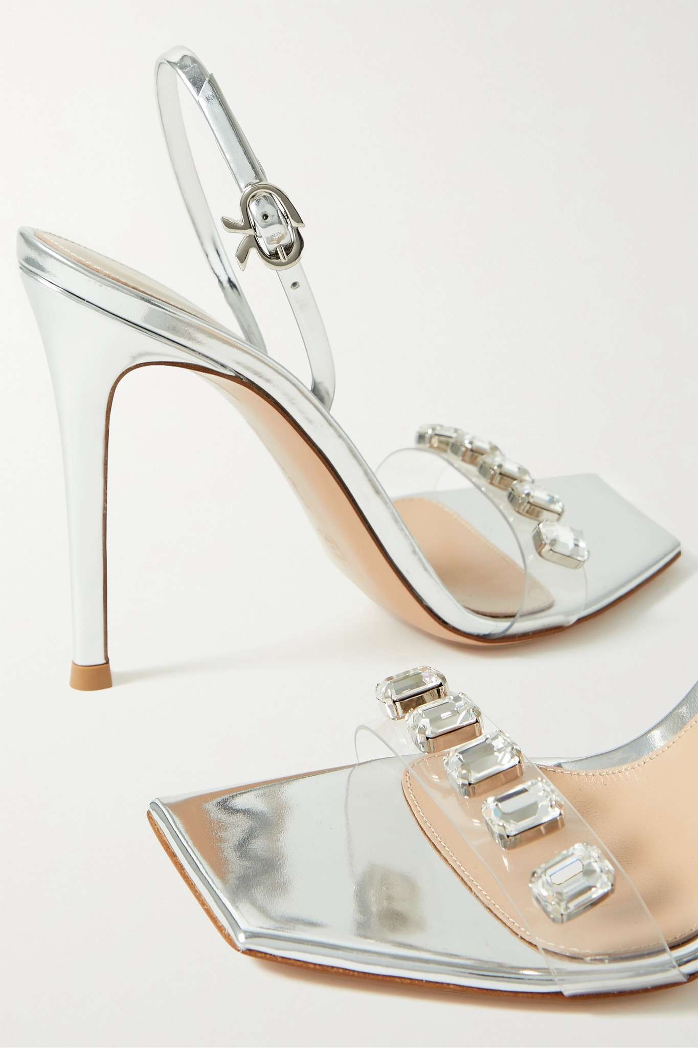 Gianvito Rossi Crystal-embellished PVC and patent-leather 