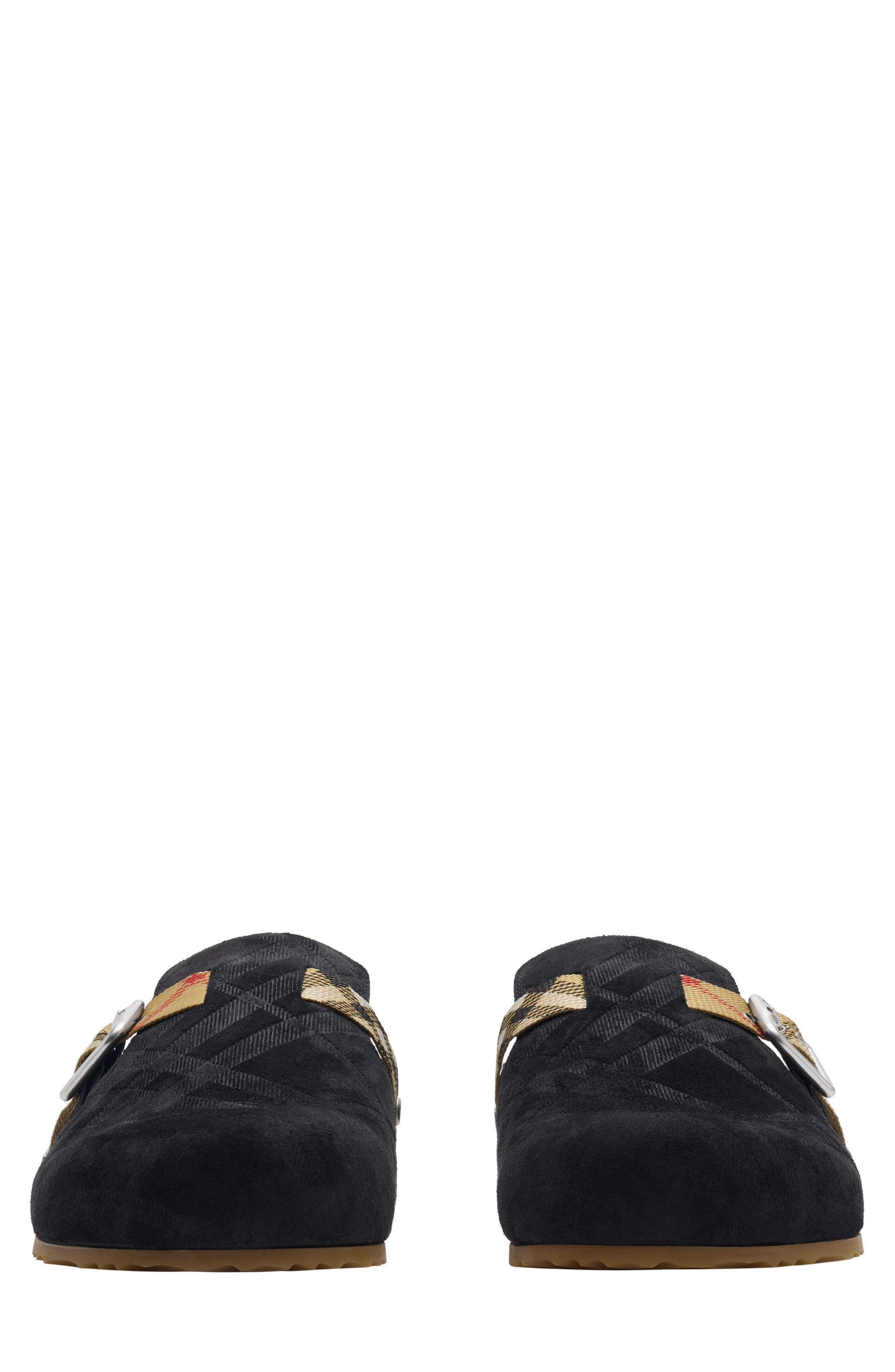 burberry Check Suede Urchin Clog in Black at Nordstrom - 3