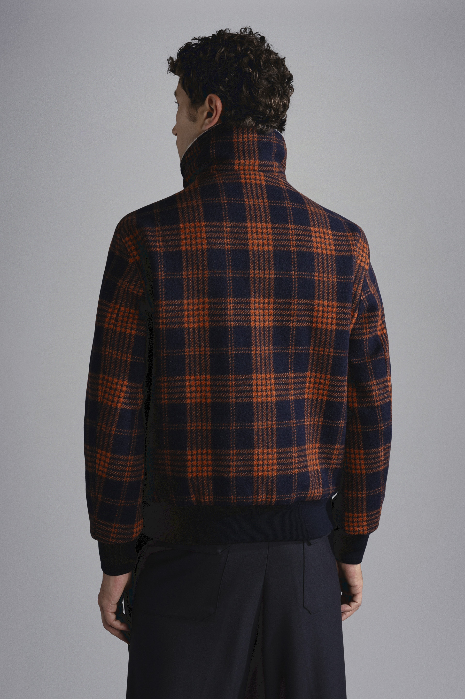CHECKED PATTERN WOOL BOMBER JACKET - 3