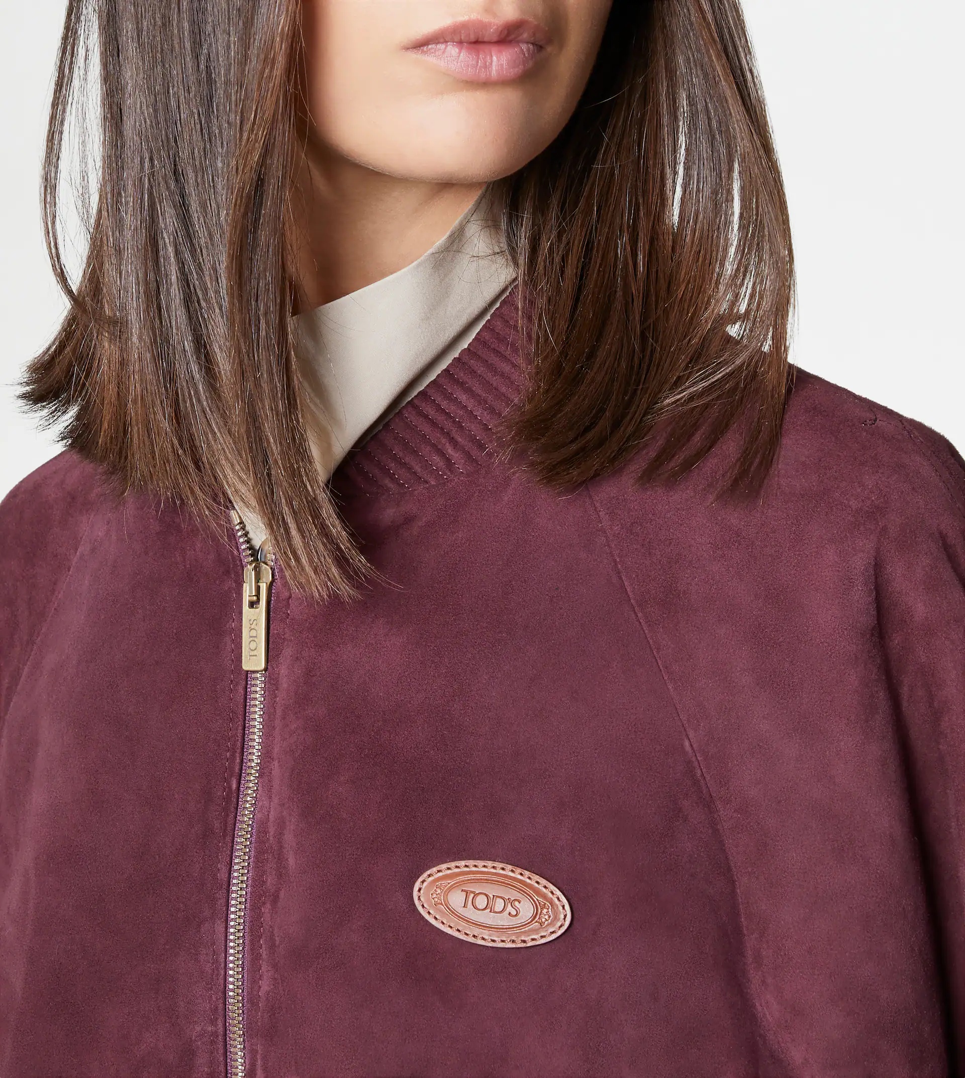 TRACKSUIT JACKET IN SUEDE - BURGUNDY - 5