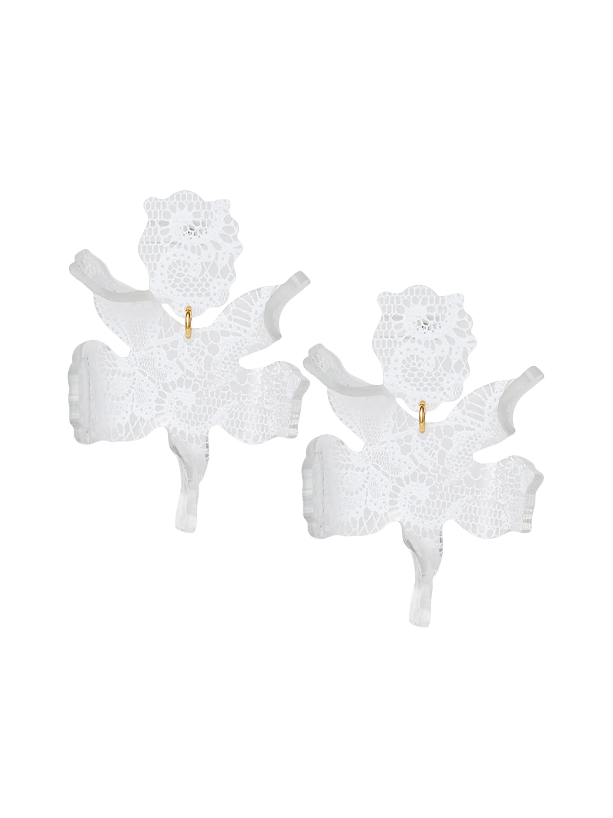 Women's Lace Paper Lily Acetate Drop Earrings - White - 1