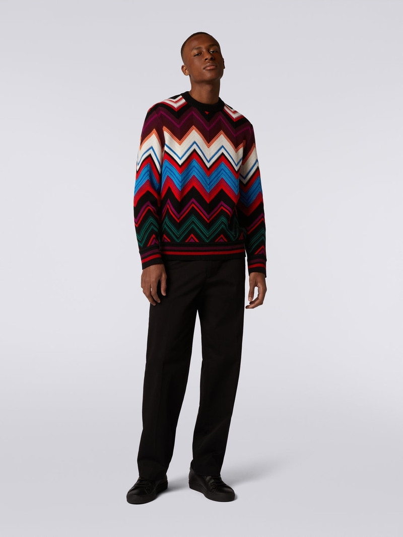 Missoni Crew-neck pullover in wool and cotton with zigzag outlook