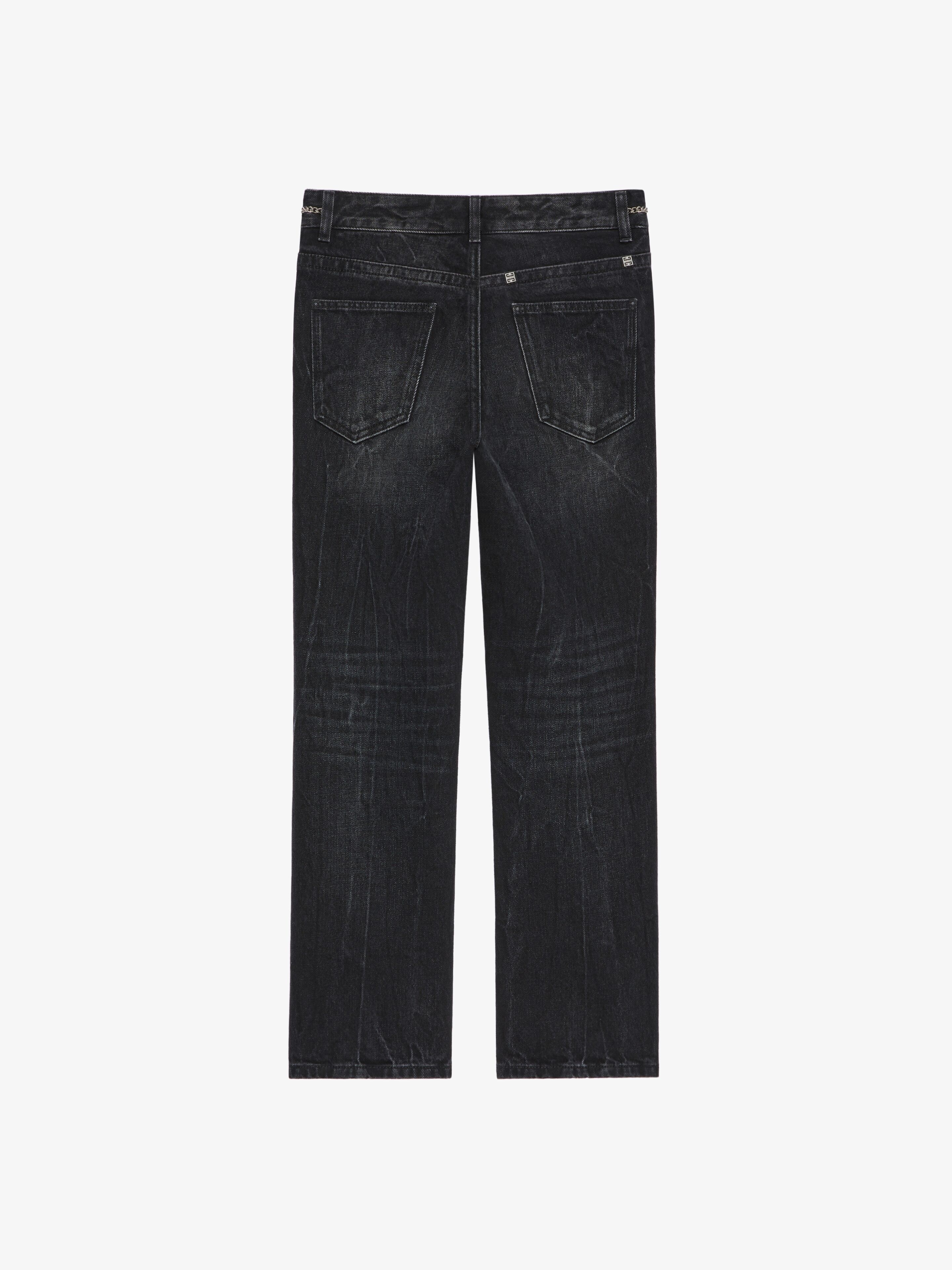 BOOT CUT PANTS IN DENIM WITH CHAINS DETAIL - 3