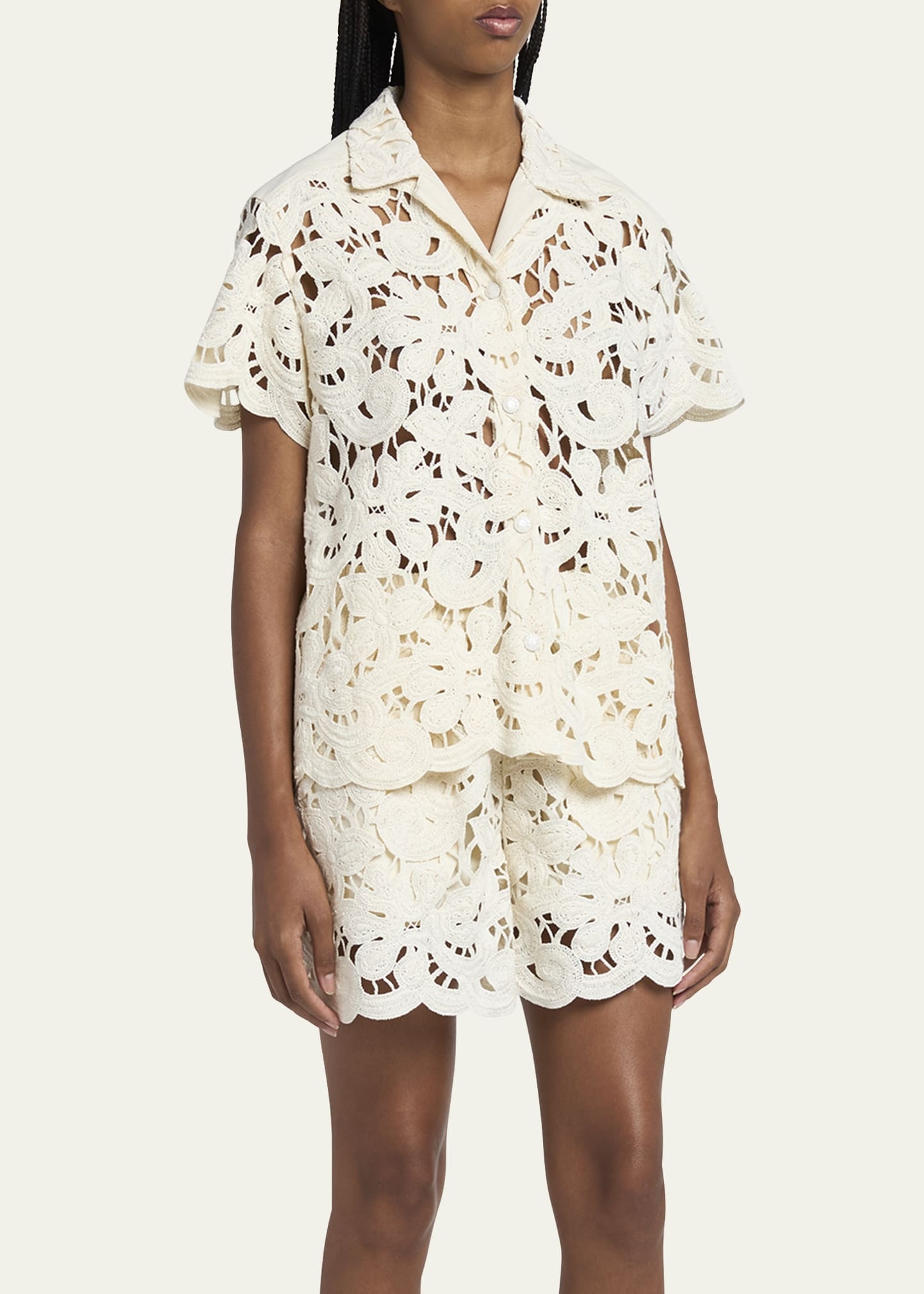 Button-Front Crochet Shirt - 4