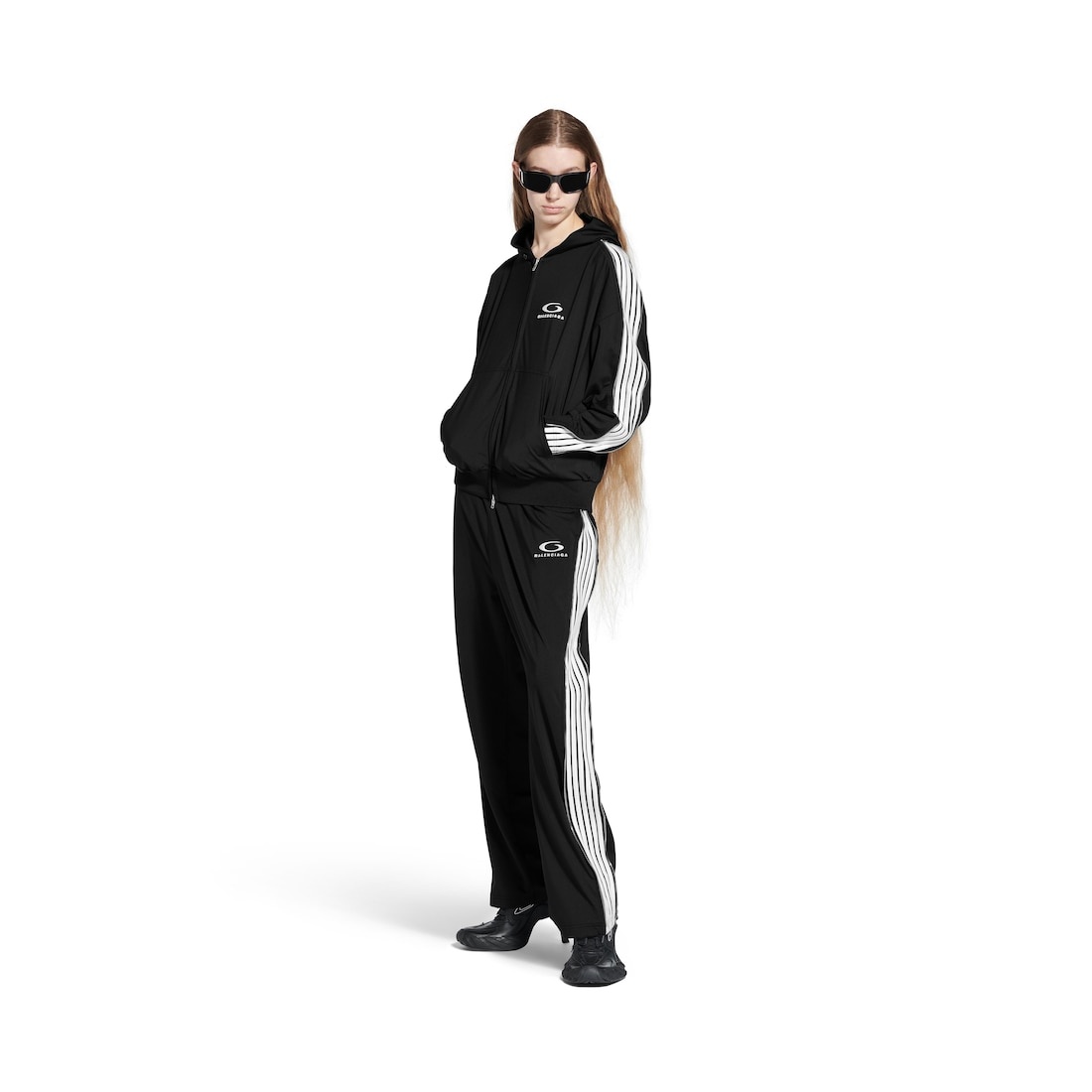 Loop Sports Icon Zipped Zip-up Hoodie in Black/white - 2