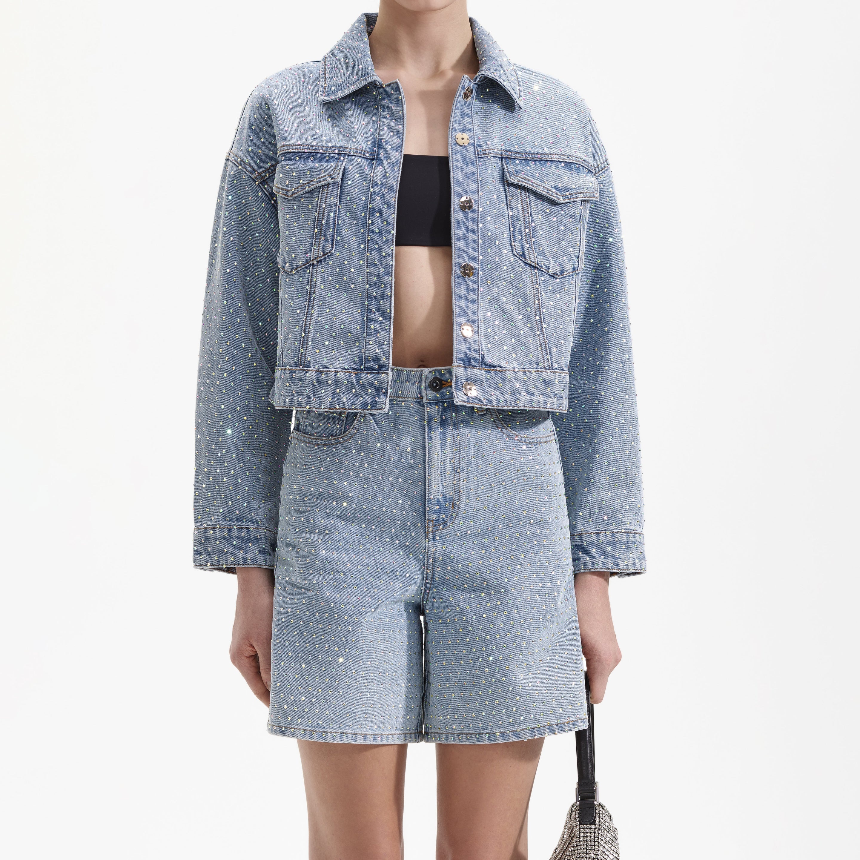 Rhinestone Denim Jacket - 4