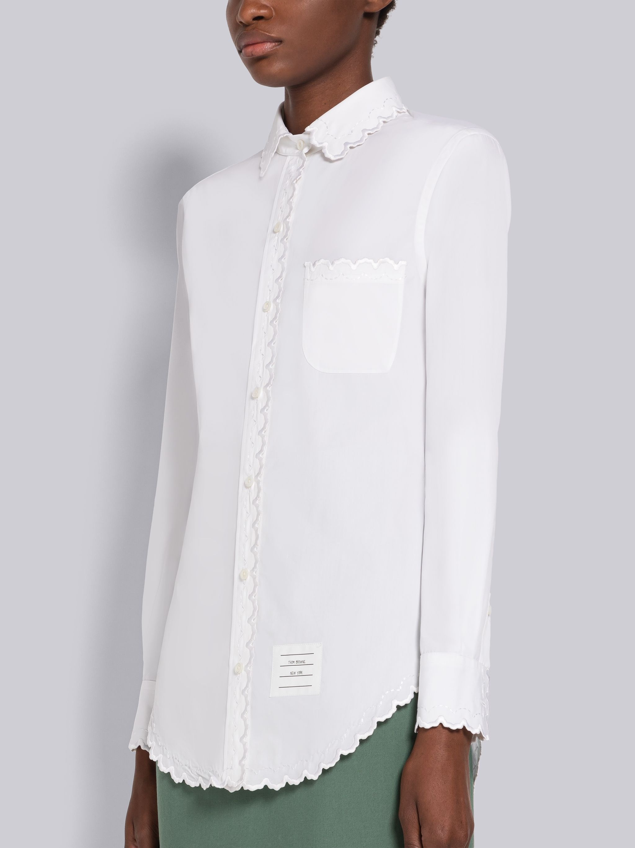 Poplin Scalloped Round Collar Shirt - 2