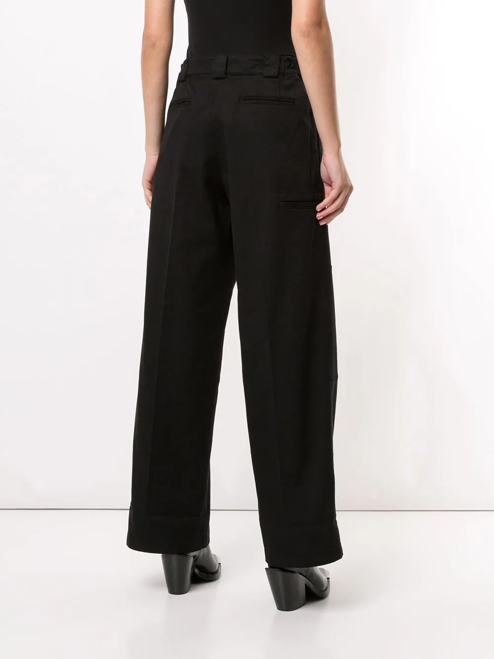 pressed crease wide trousers - 4