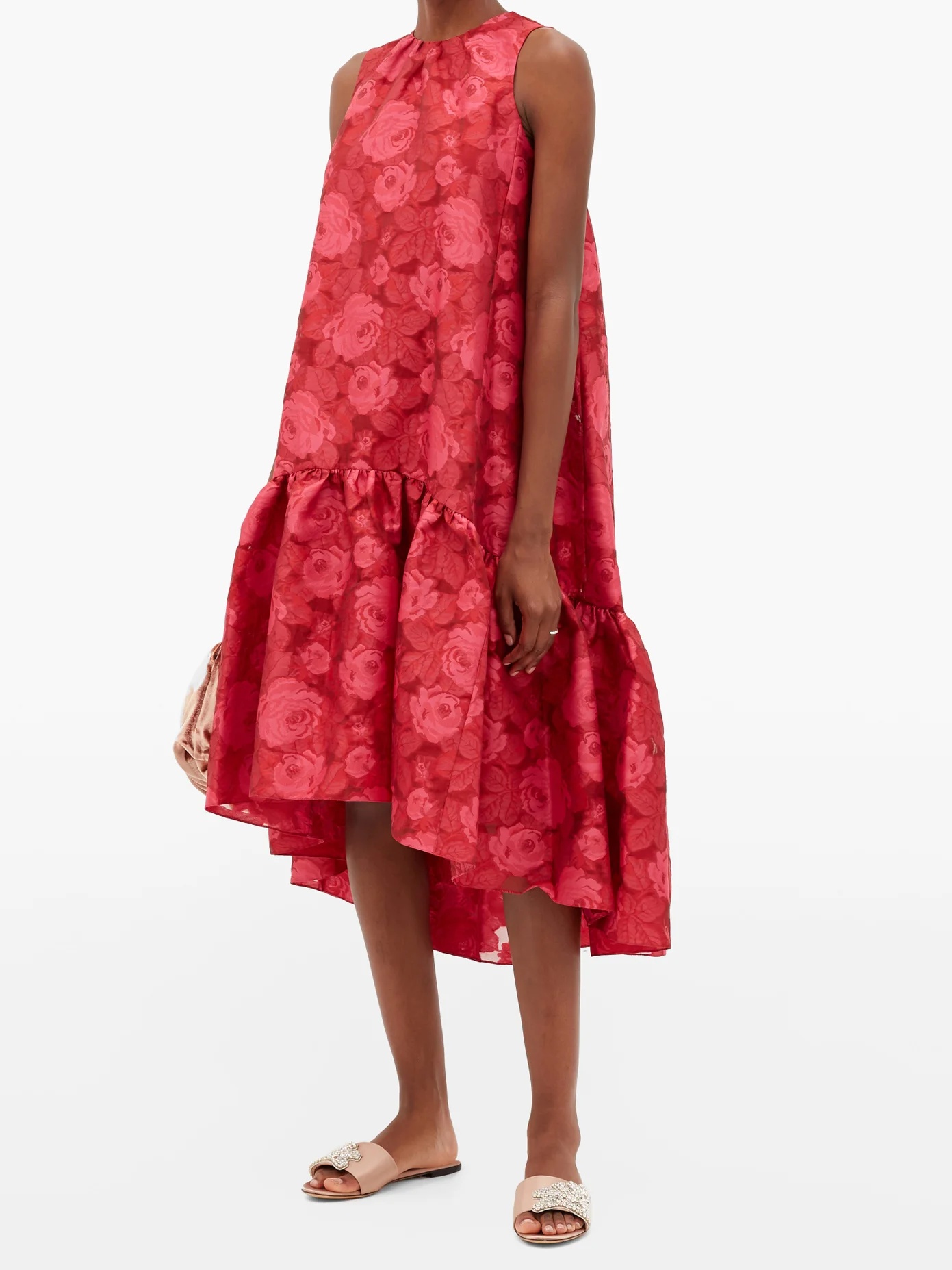 Winsloe drop-hem floral-jacquard organza dress - 2