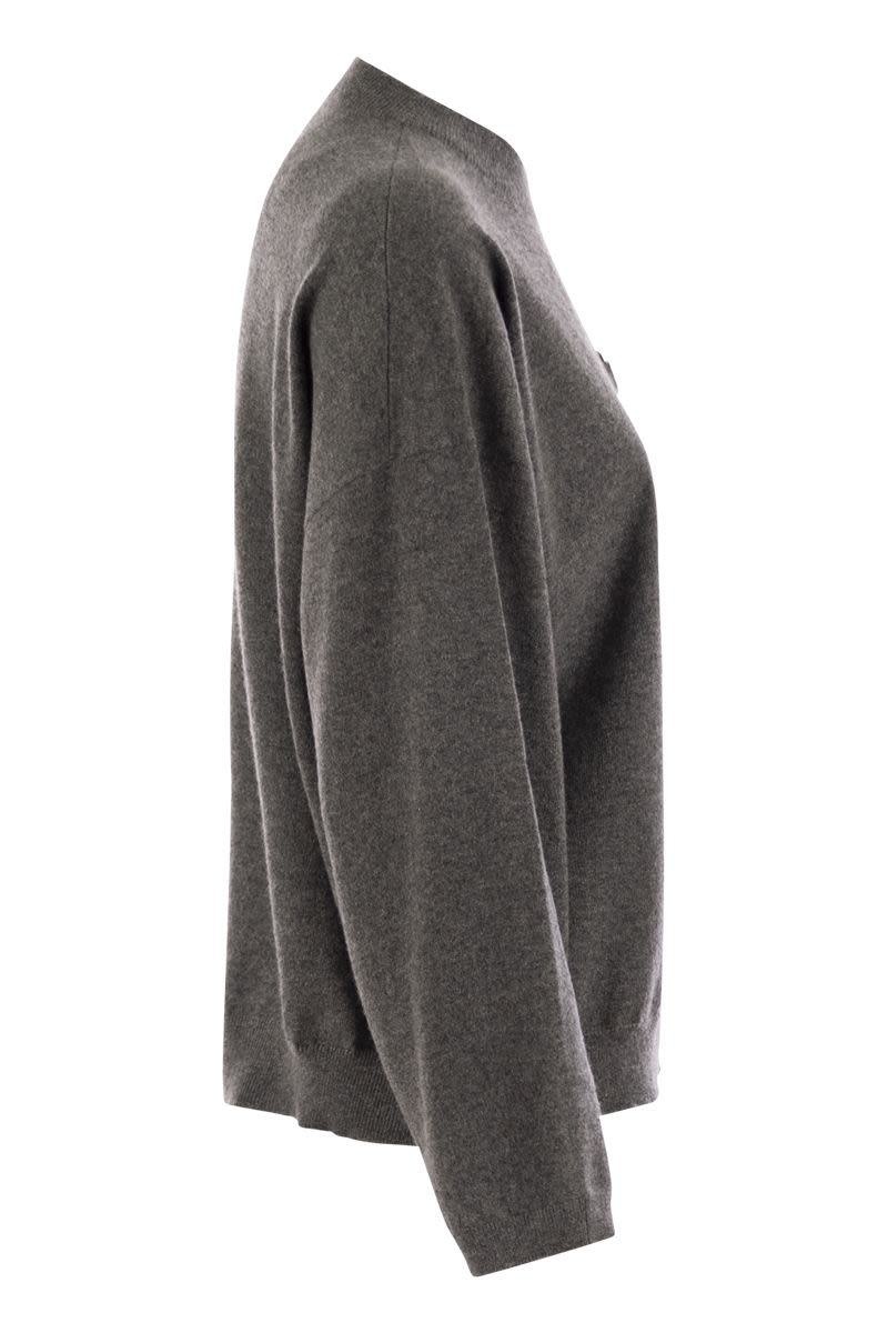 Brunello Cucinelli BRUNELLO CUCINELLI CASHMERE SWEATER WITH BREAST POCKET AND NECKLACE - 3