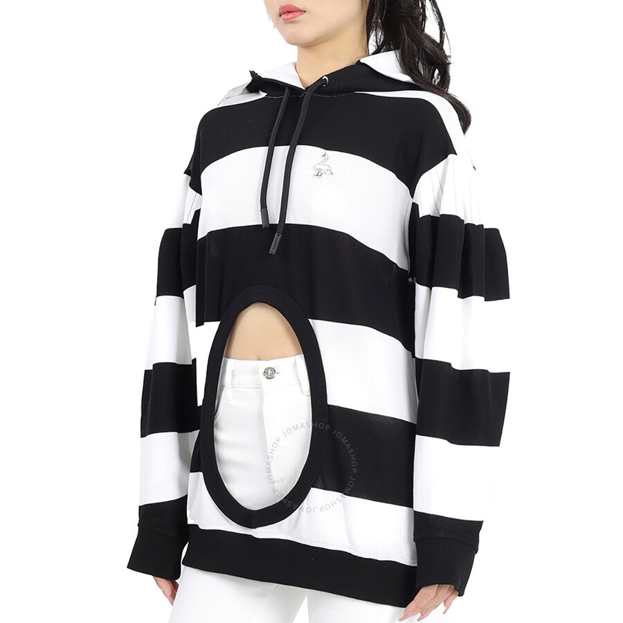 Burberry Cut-out Detail Striped Cotton Hoodie - 2