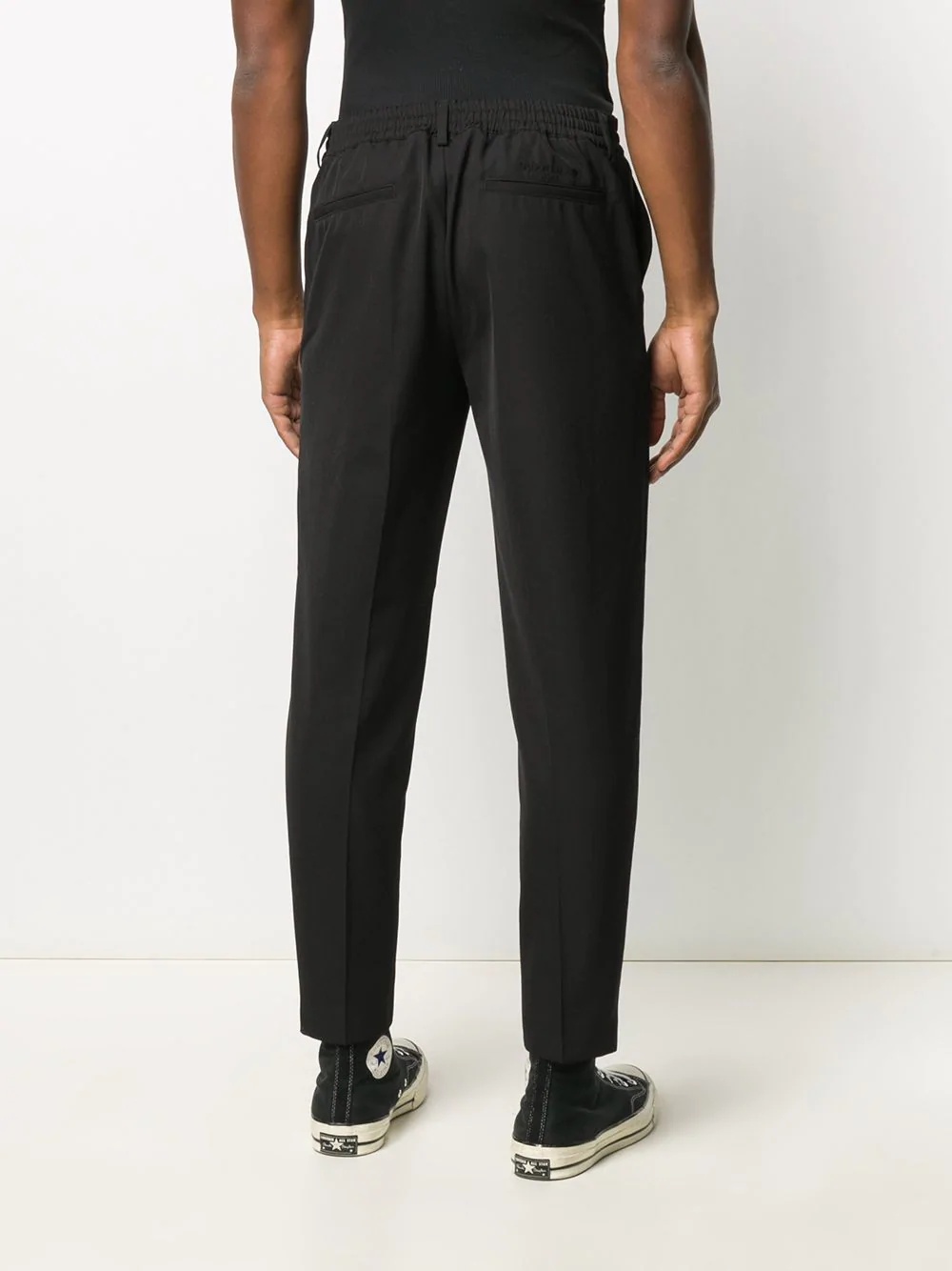 elasticated-waist straight leg trousers - 4