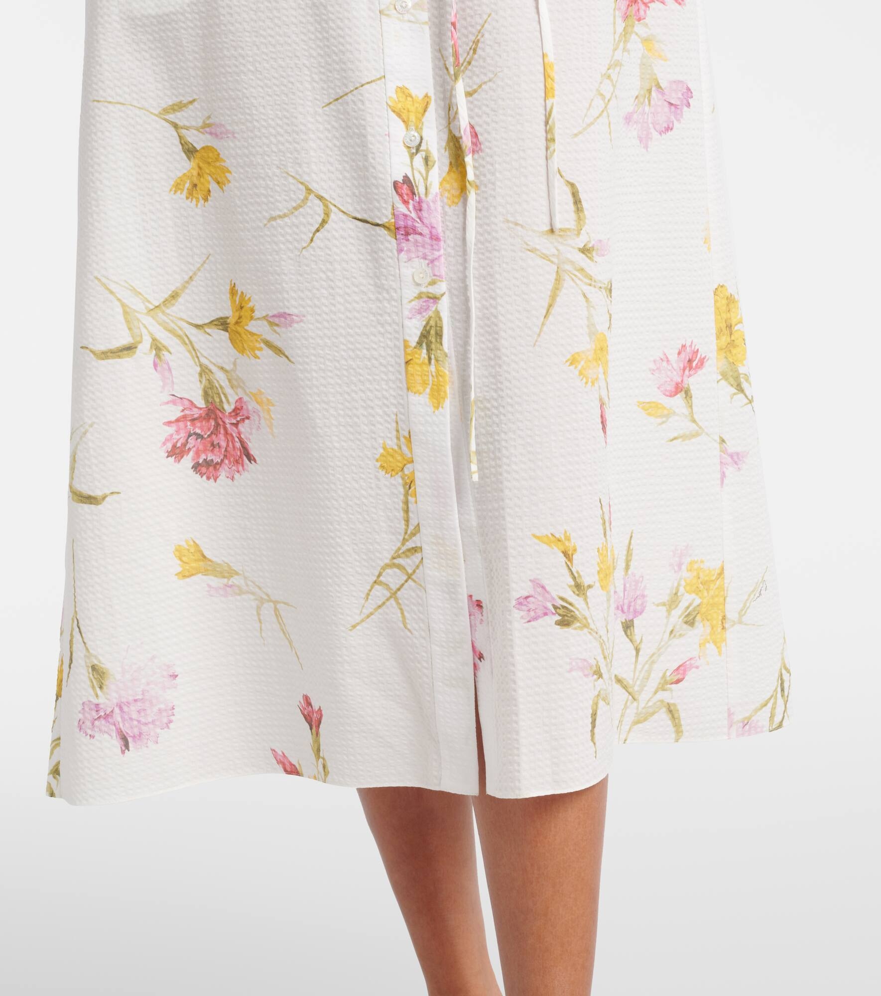 Floral cotton seersucker shirt dress - 6