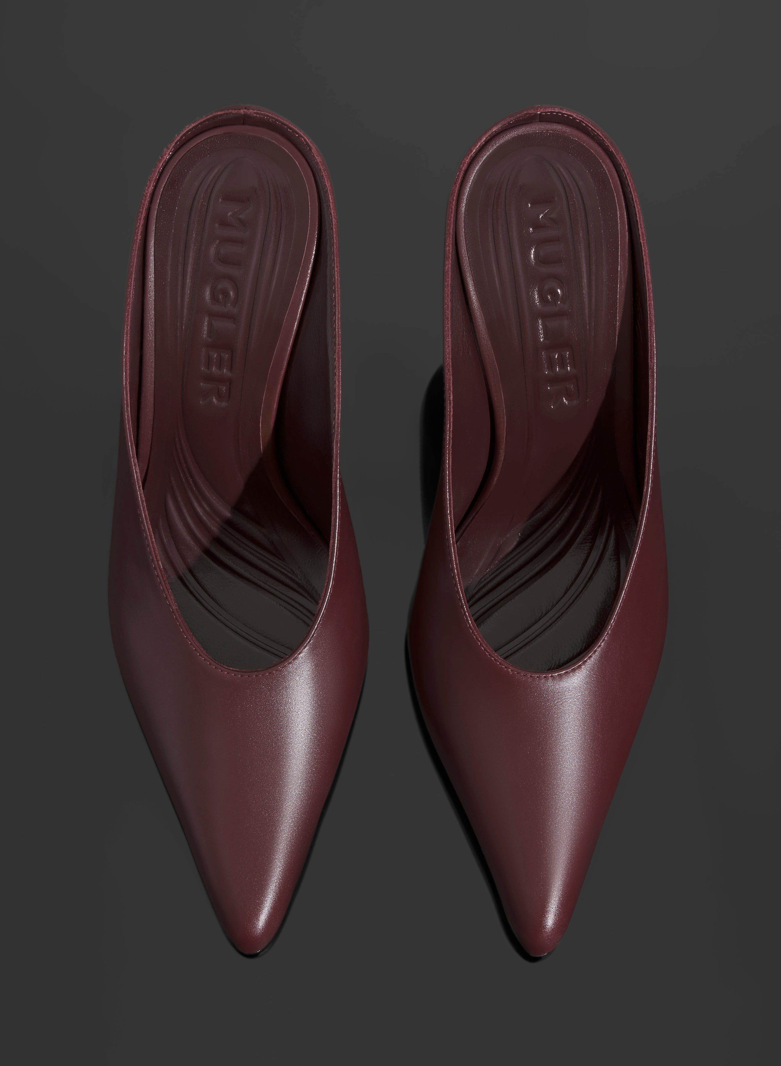 burgundy curved heel mules - 4
