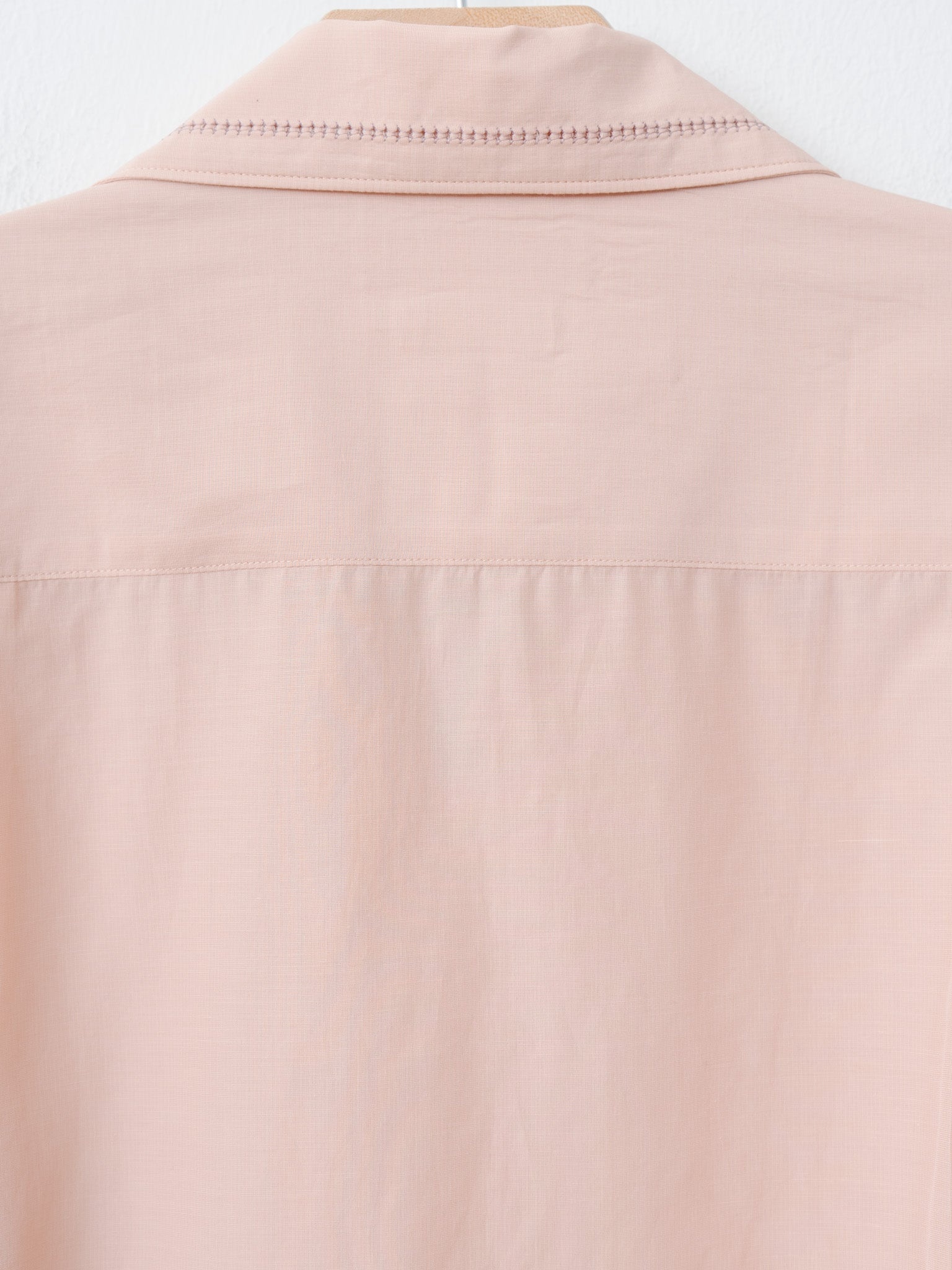 Embroidery Open Collar Shirt - Pink - 8