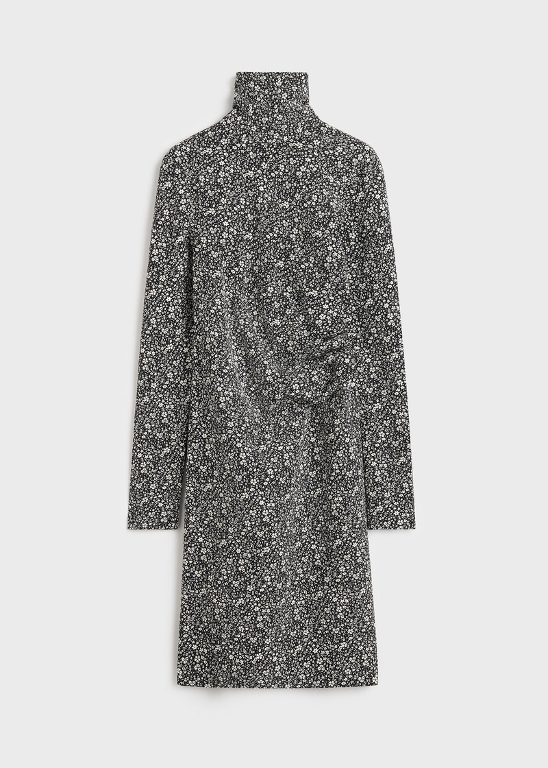 Floral twist dress black/white 1