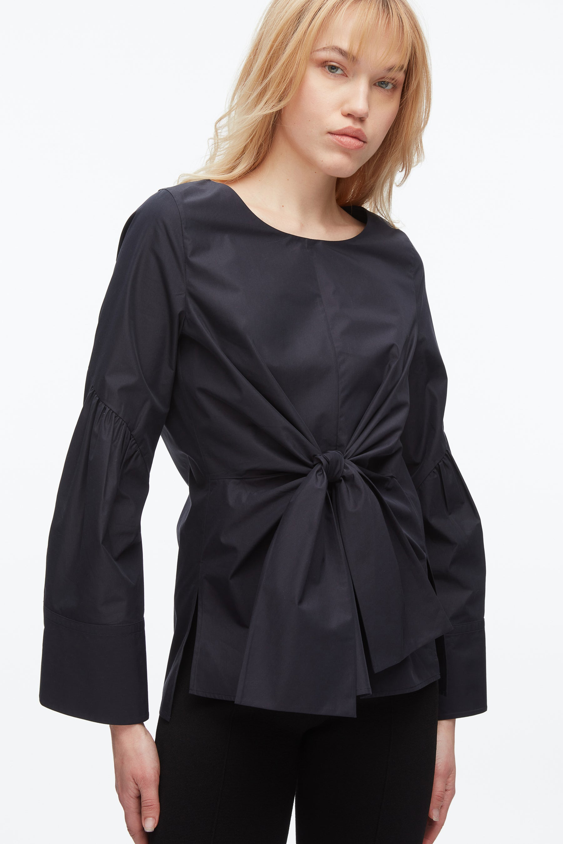 Tie Front Poplin Shirt - 6