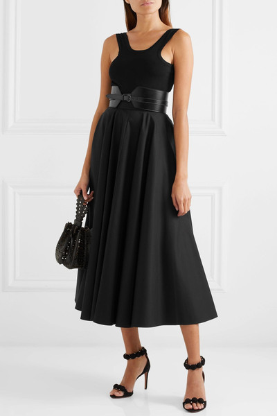 Alaïa Pleated cotton-twill midi skirt outlook