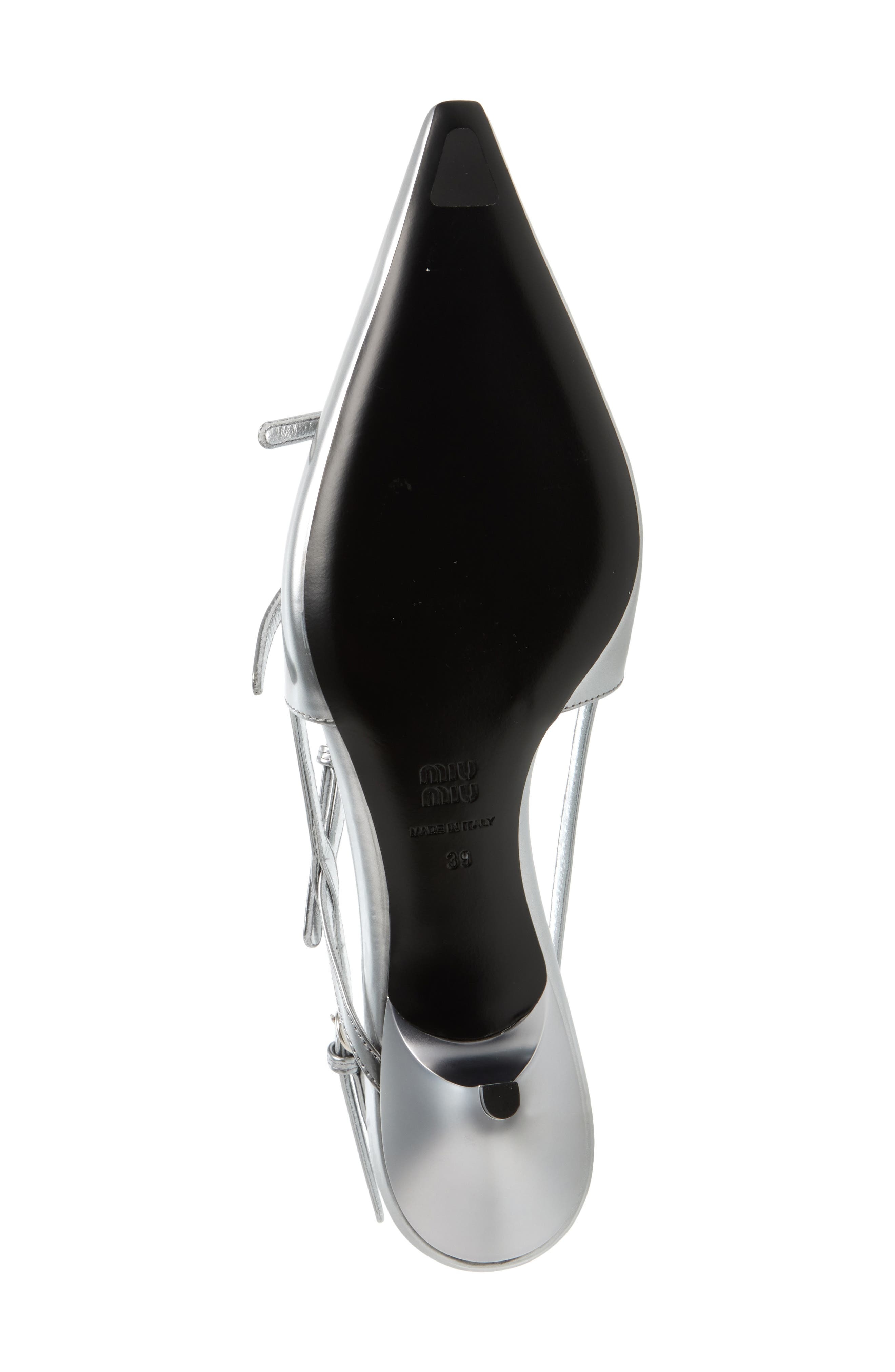 Miu Miu Show Buckle Slingback Pump in Argento at Nordstrom - 6