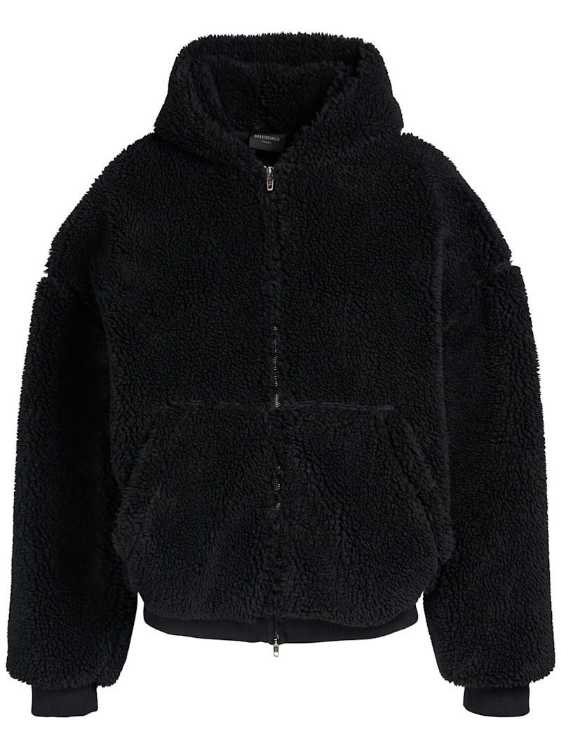 Faux shearling zip-up hoodie - 1