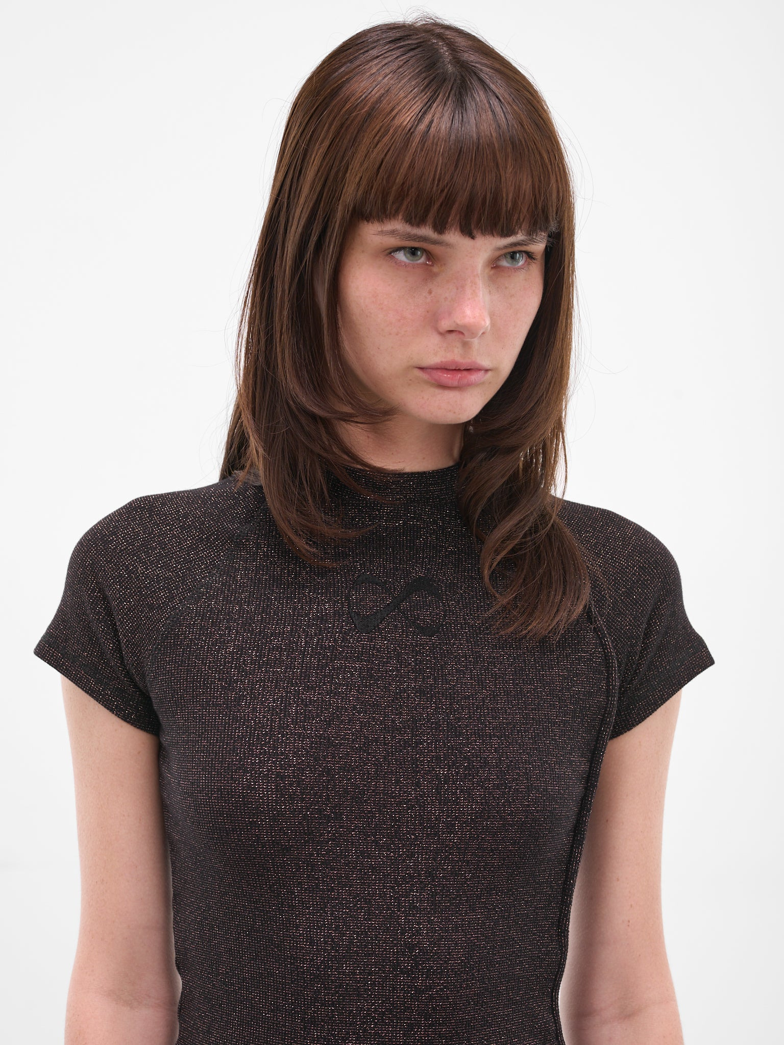 Black Deconstructed Rib Lurex Top - 4