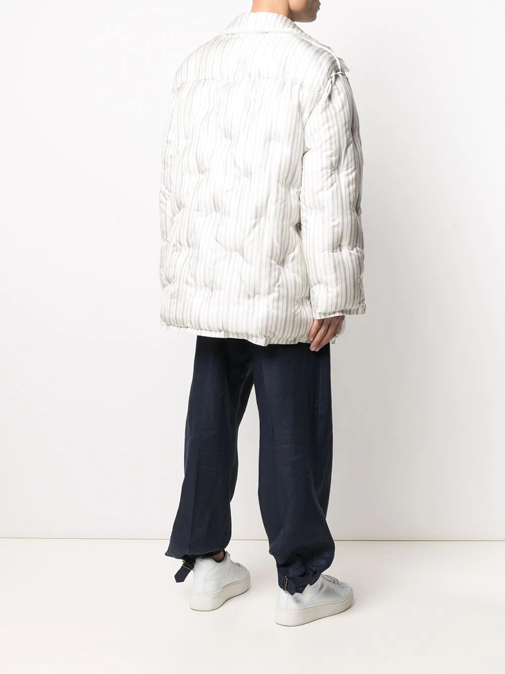 vertical-stripe quilted coat - 4