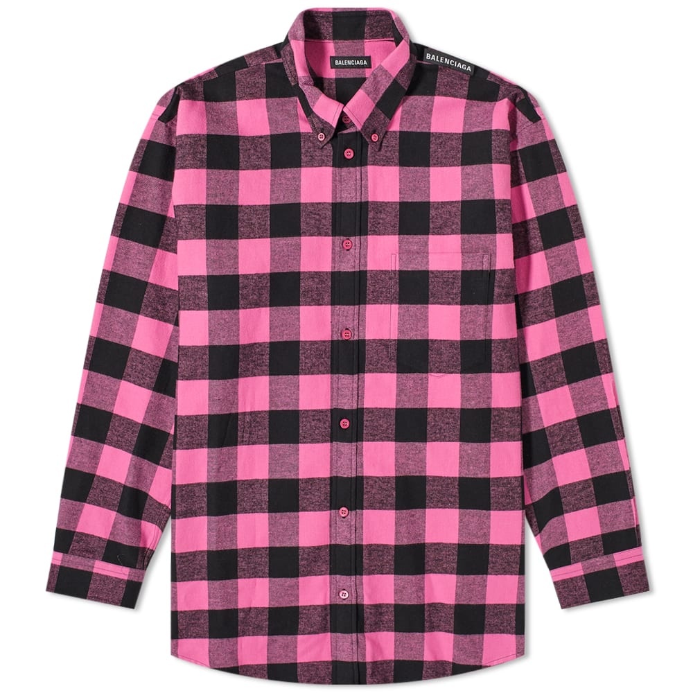 Balenciaga Tab Logo Checked Shirt - 1