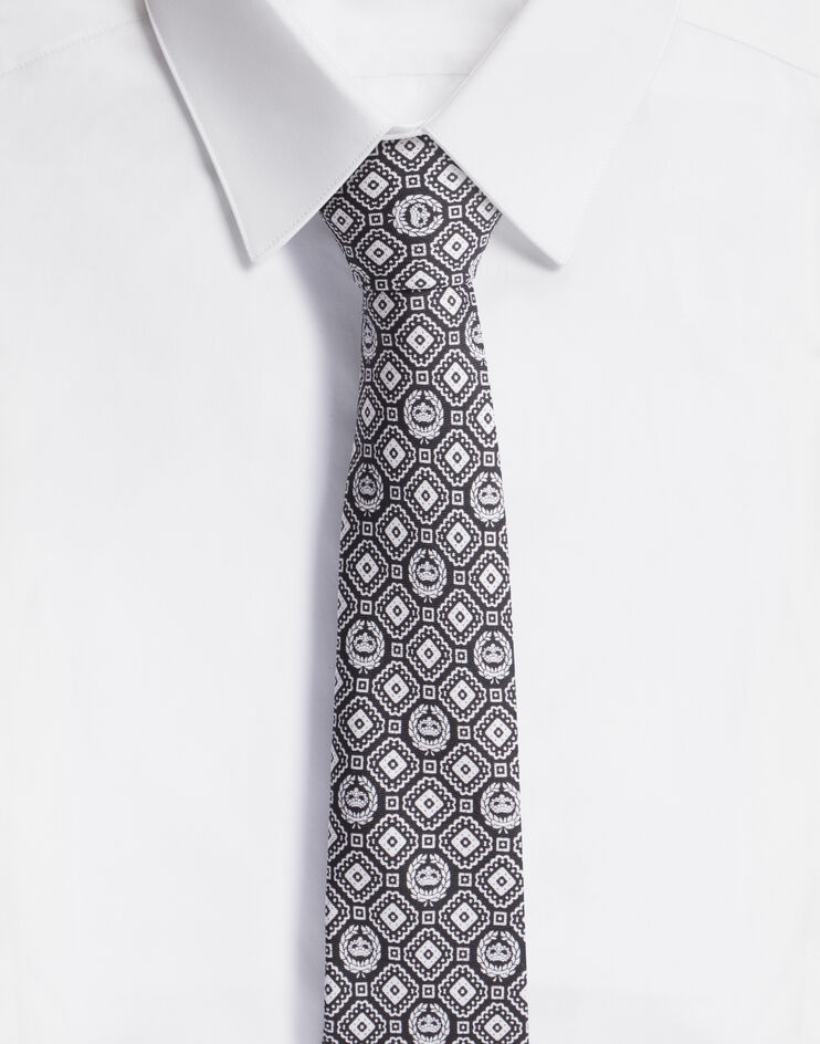 Diamond-design silk jacquard blade tie (6 cm) - 1