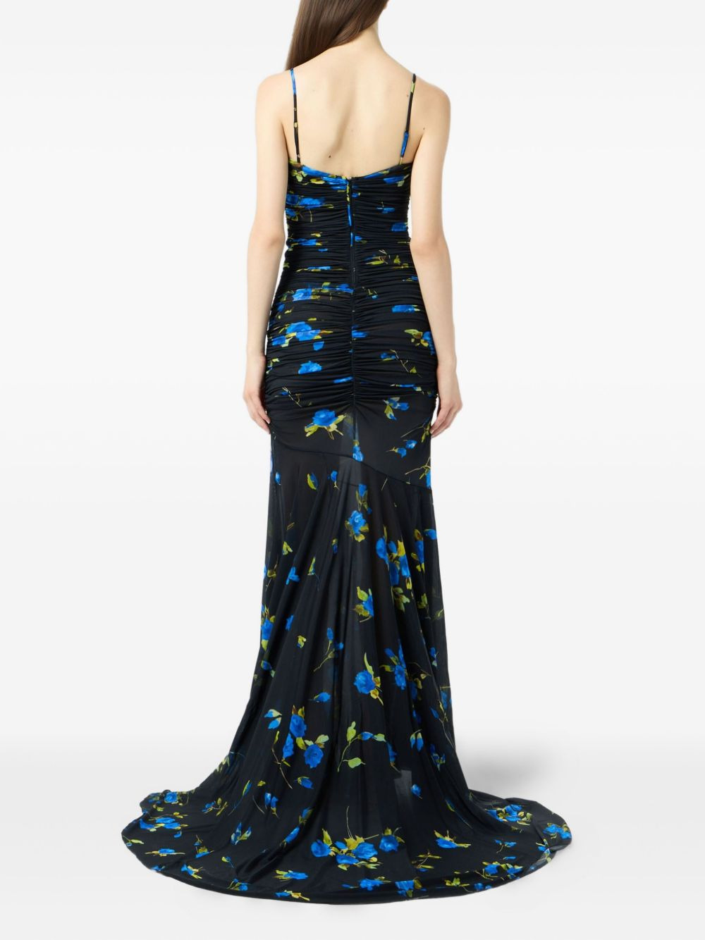 floral-print ruched maxi dress - 4