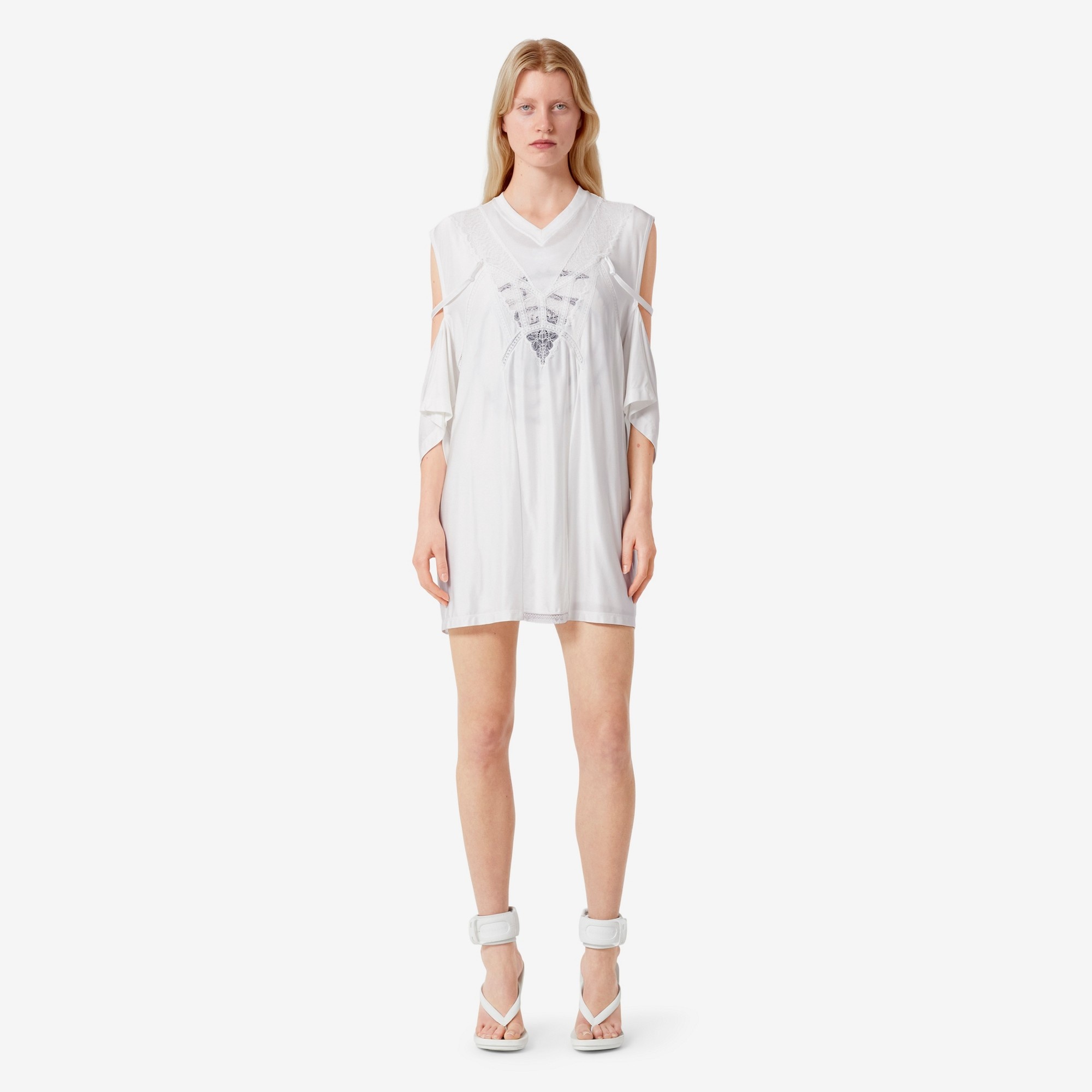 Burberry Lace Panel Jersey Reconstructed T-shirt Dress