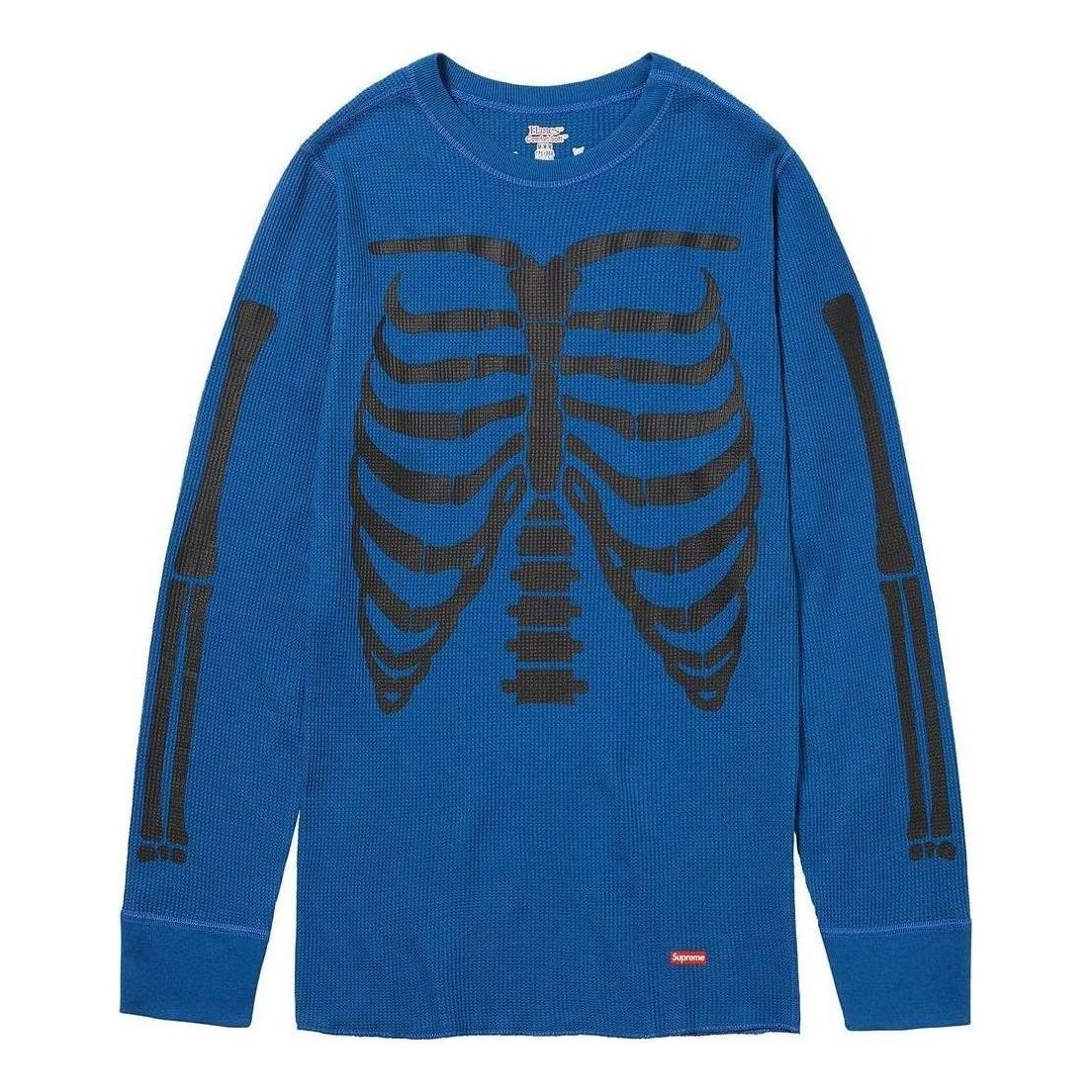 Supreme x HANES FW23 Week9 Bones Thermal Crew Long Sleeve Shirt 'Blue' SUP-FW23-154 - 1