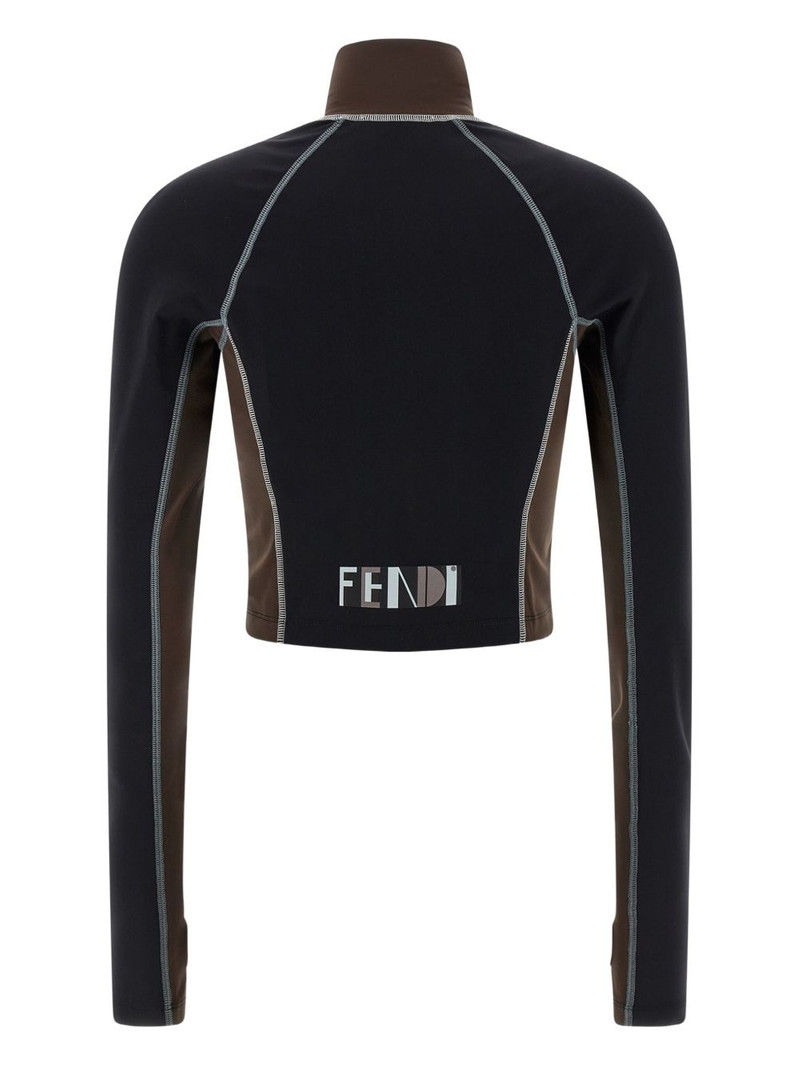 FENDI logo-print high-neck top outlook