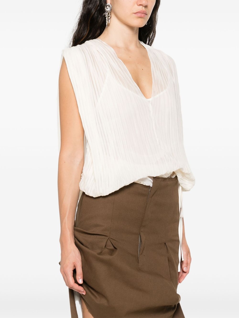 pleated silk top - 3