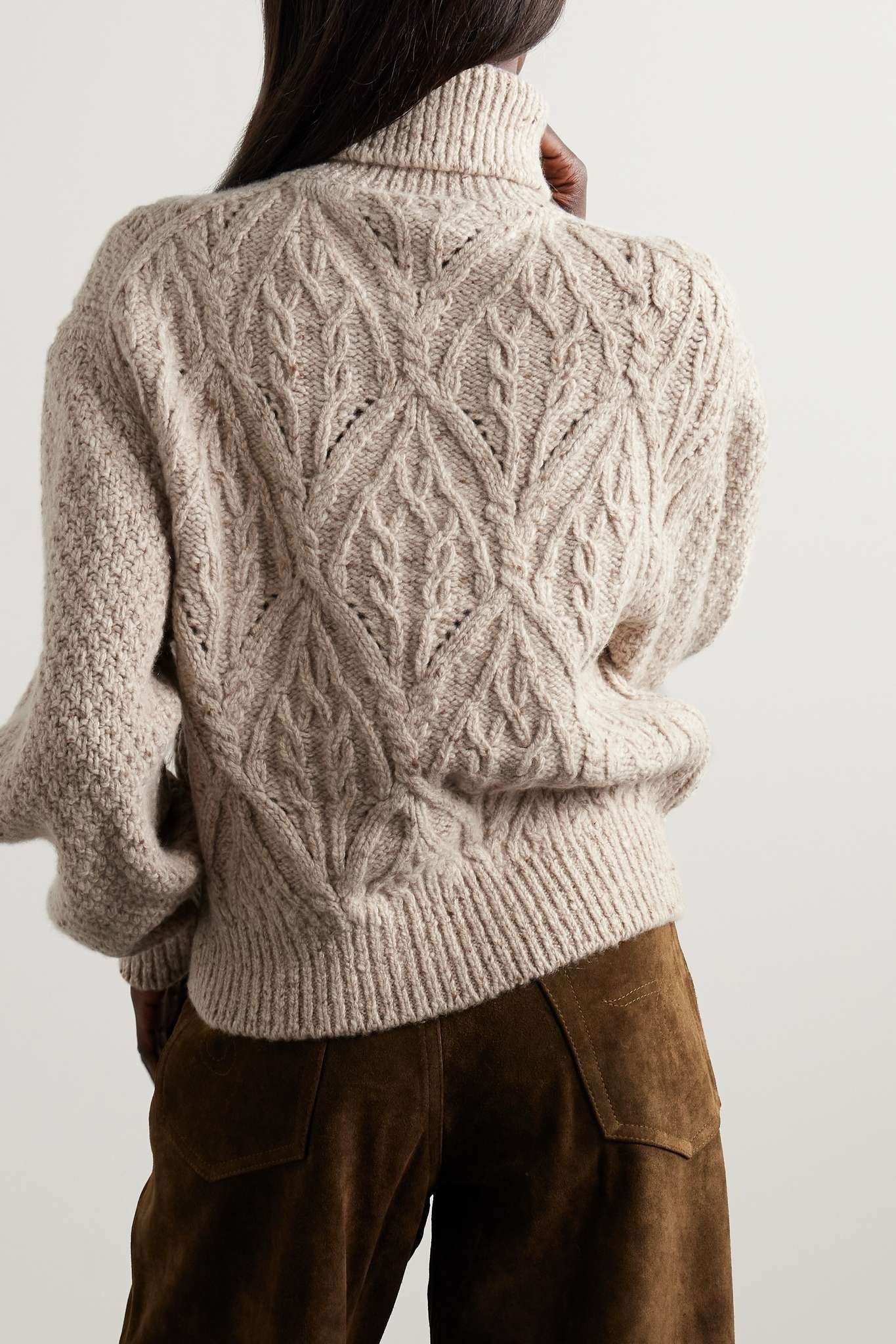 Cable-knit wool and cashmere-blend turtleneck sweater - 3