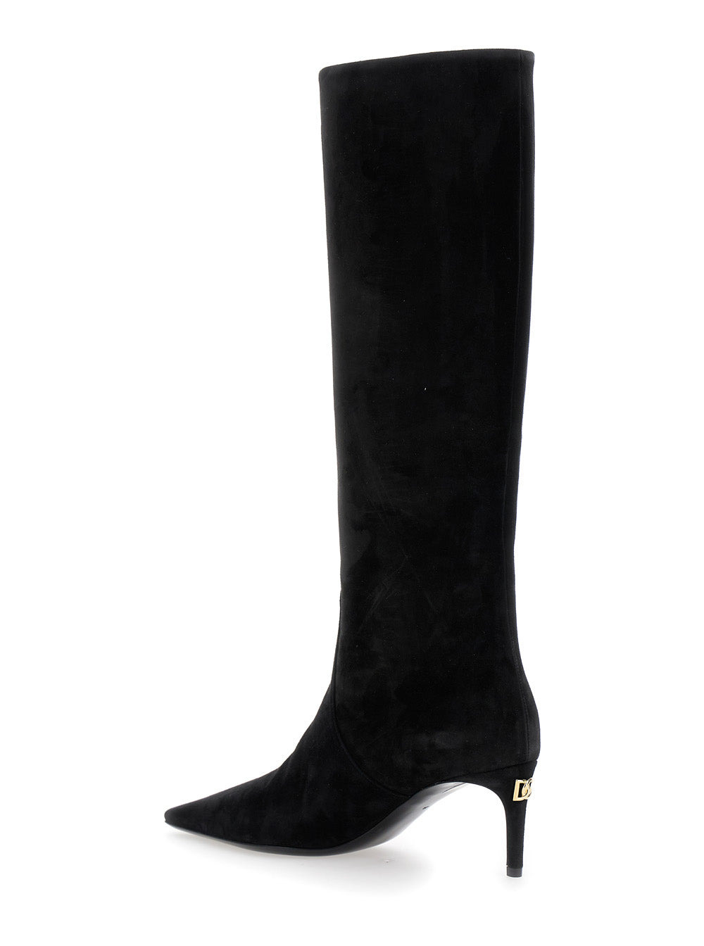 Dolce & Gabbana Women Black High Boots With Dg Logo In Suede Woman - 3