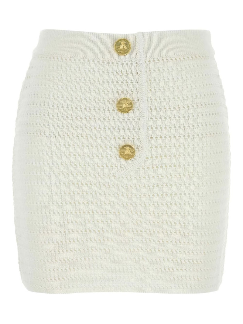 crochet button-embellishment mini skirt 1
