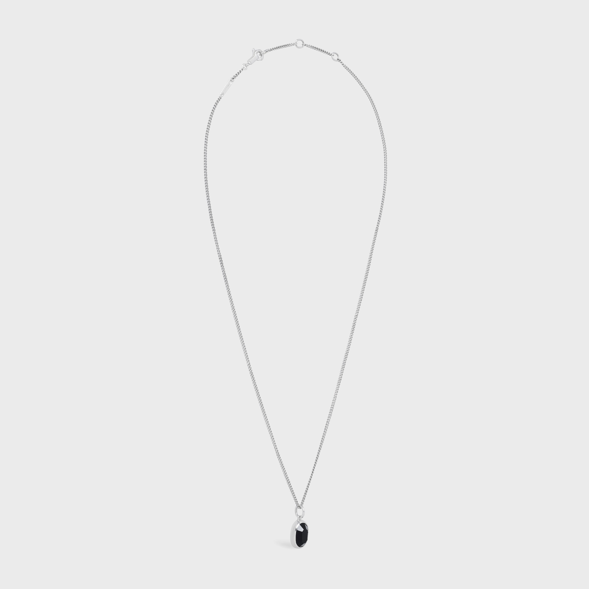 Celine Bevelled Necklace in Onyx and Sterling Silver with Rhodium finish - 3