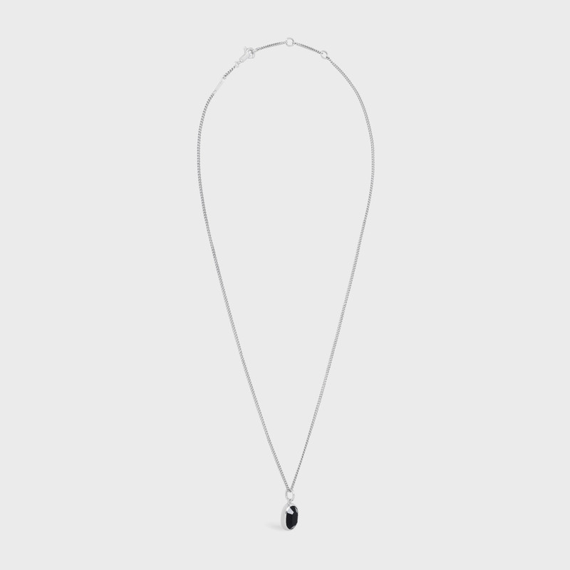 Celine Bevelled Necklace in Onyx and Sterling Silver with Rhodium finish 3
