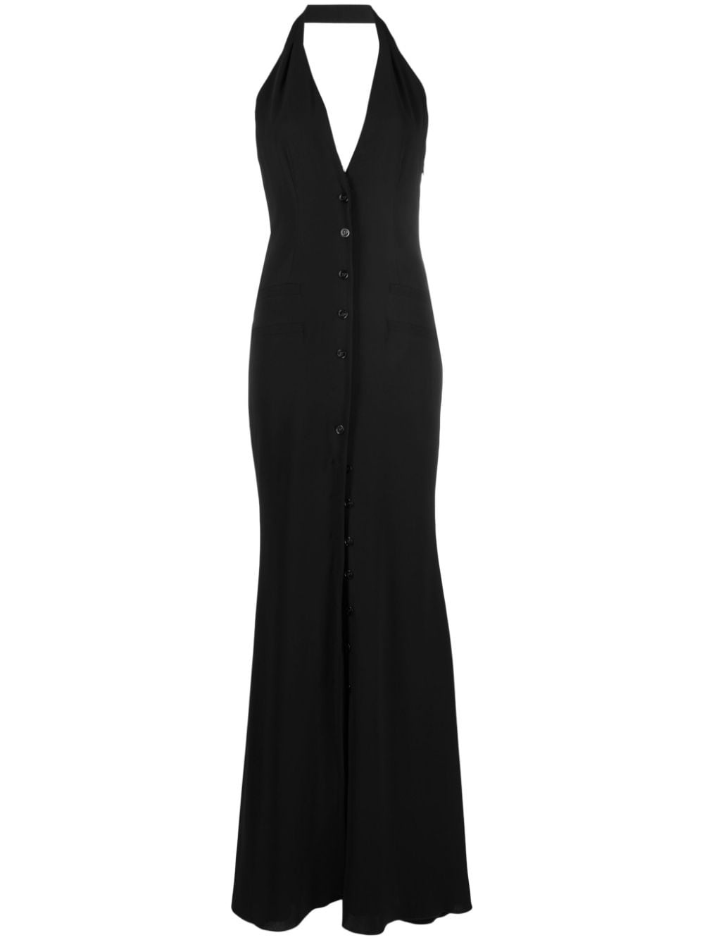 plunging V-neck sleeveless long dress - 1