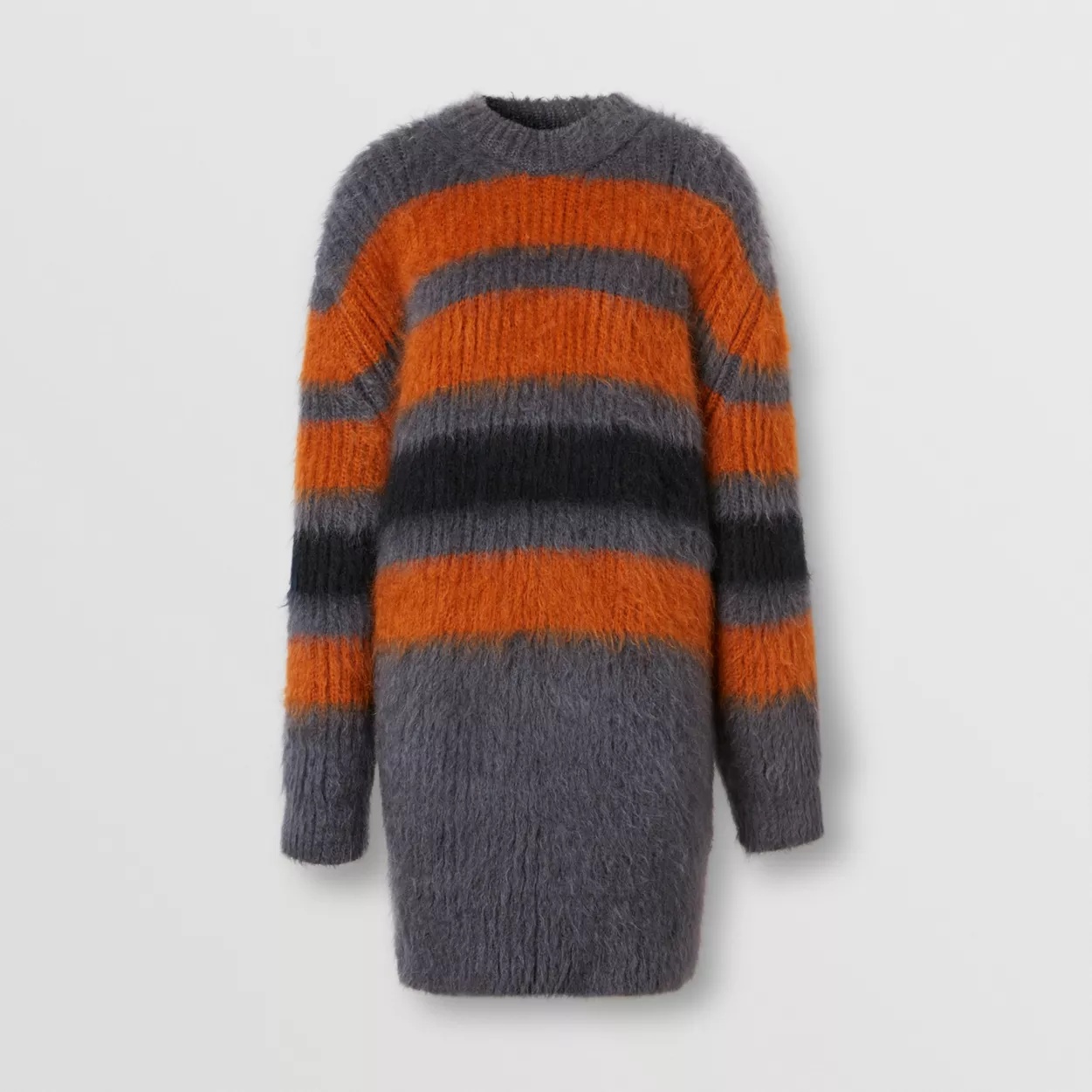 Stripe Intarsia Mohair Silk Oversized Sweater - 1