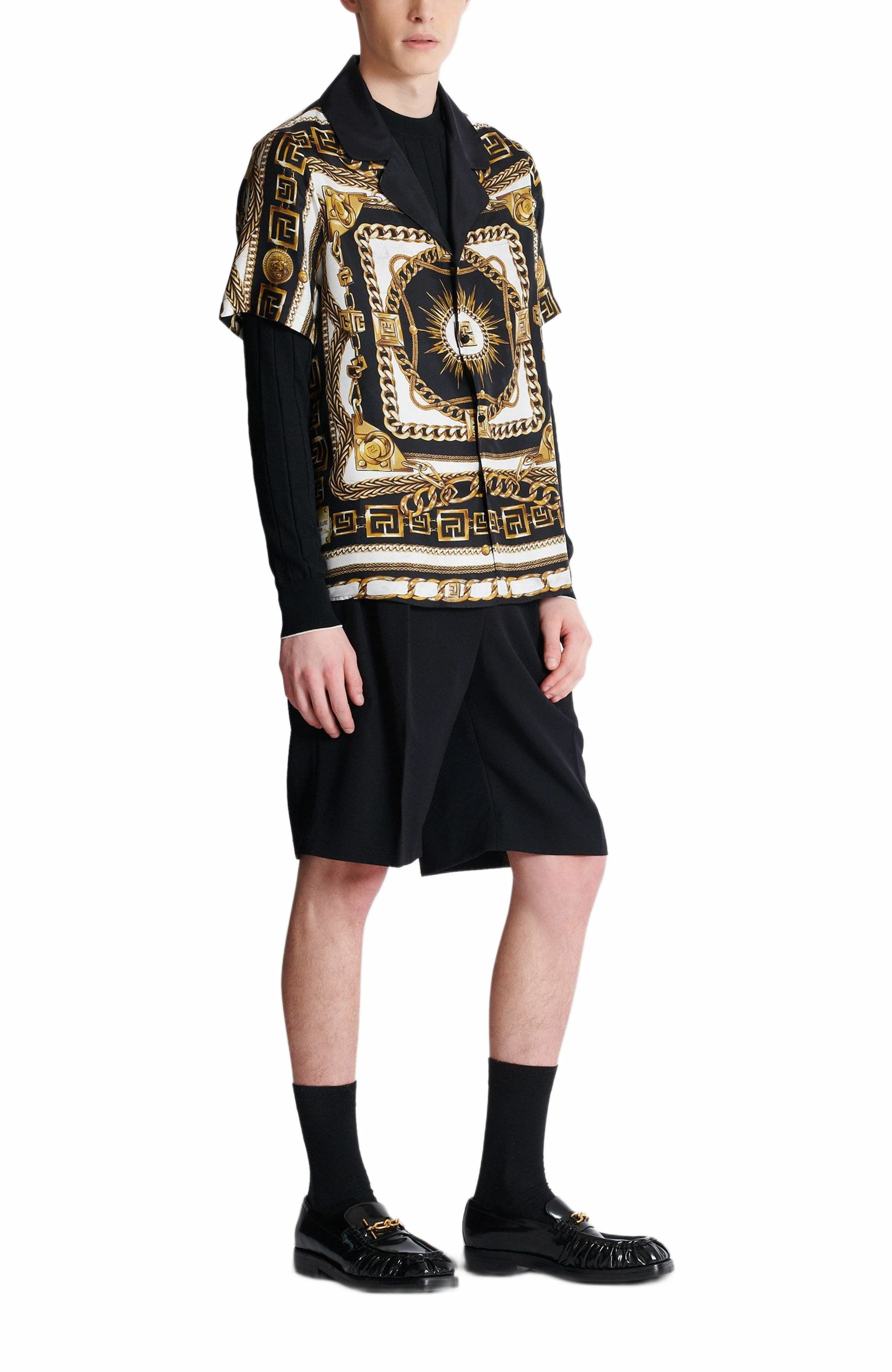 Balmain Printed pyjama shirt with Foulard Chaînes pattern in Multicolor at Nordstrom - 2