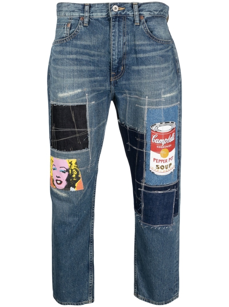 patchwork-detail denim jeans - 1