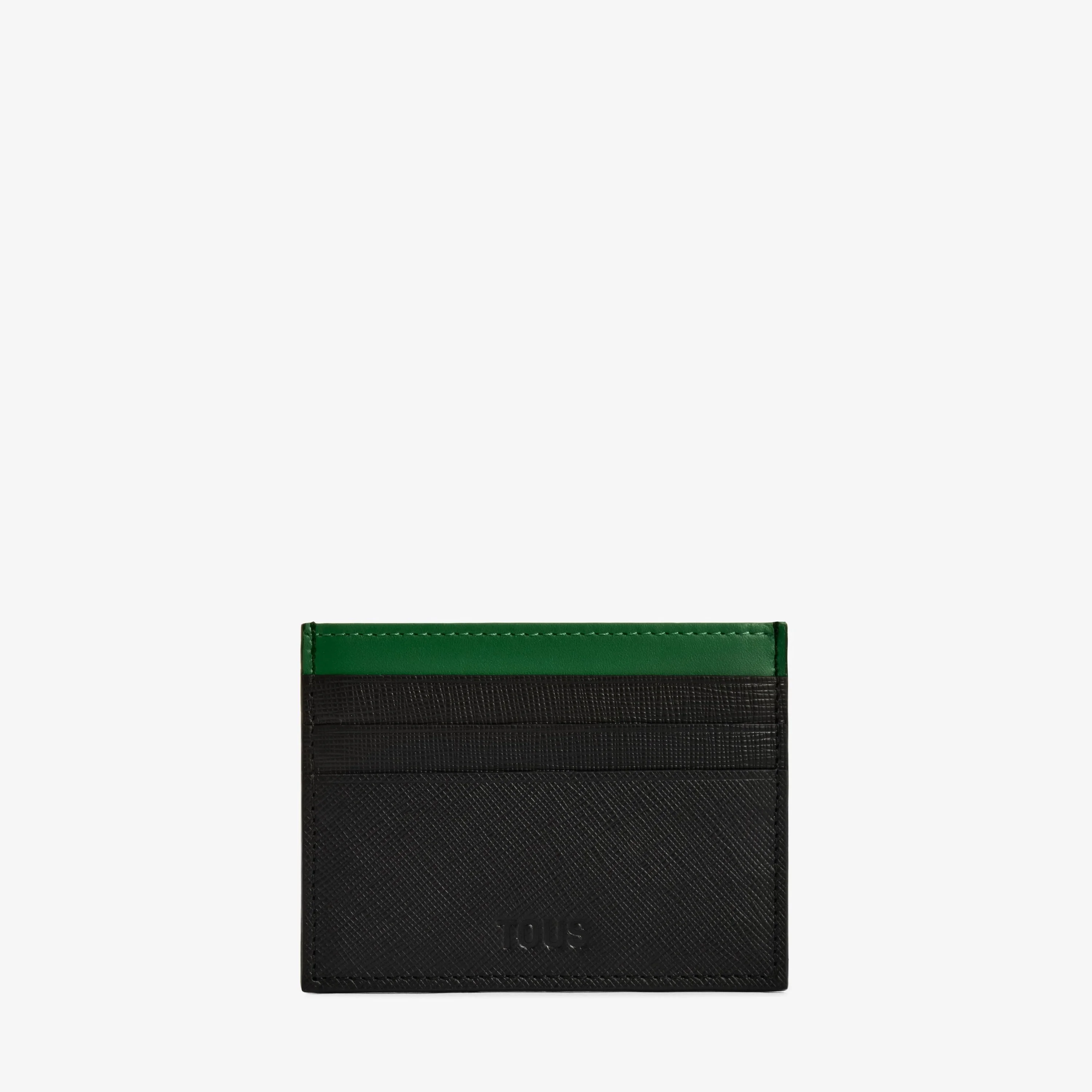 Black and green leather Cardholder TOUS Man - 1