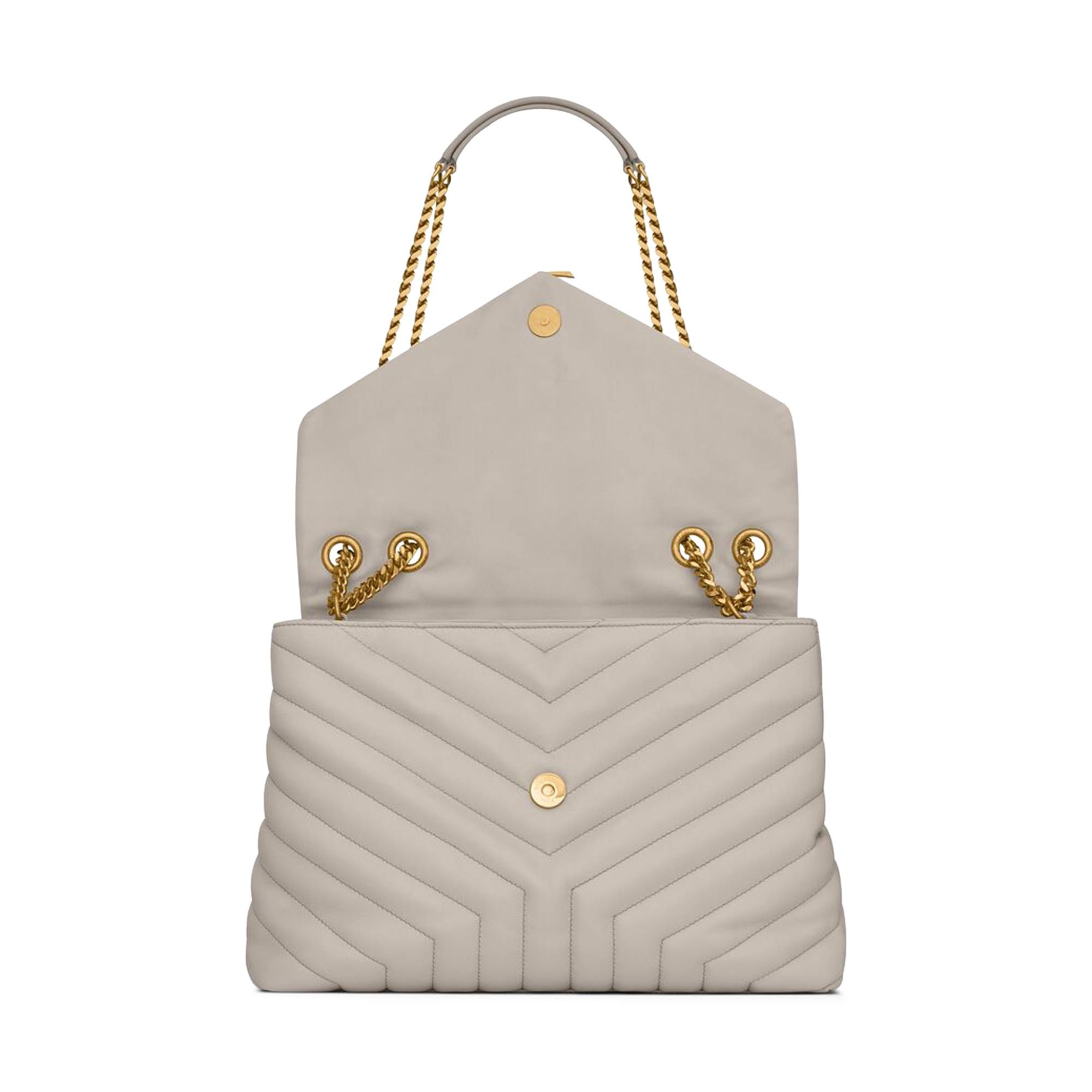 Saint Laurent Medium Loulou Matelasse Leather Shoulder Bag 'Blanc Vintage' - 3