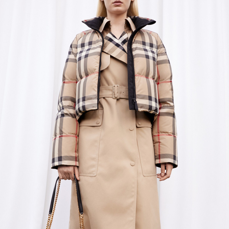 Check Cropped Puffer Jacket 8