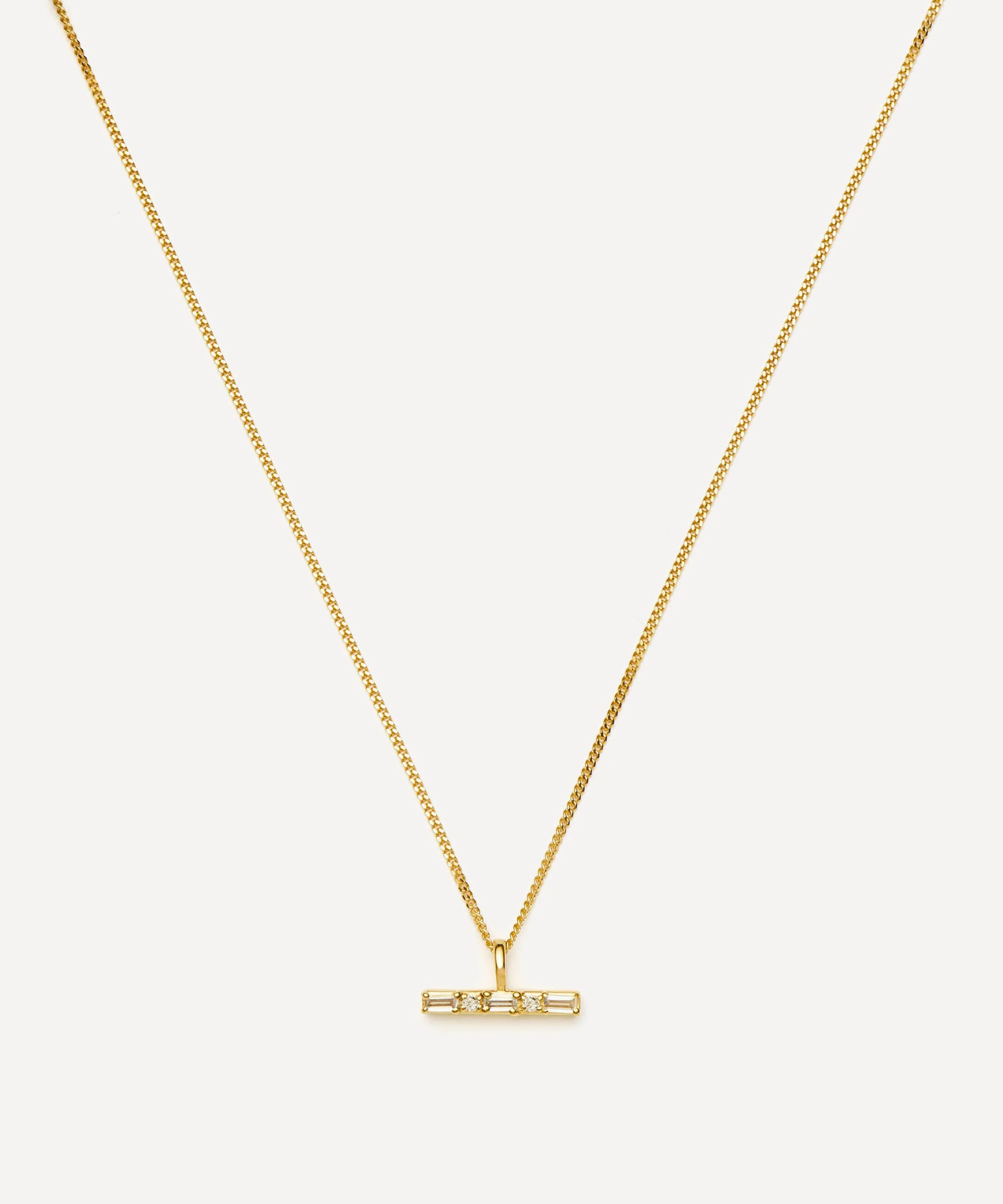 X Lucy Williams Mixed Metal T-Bar Stone Pendant Necklace - 1