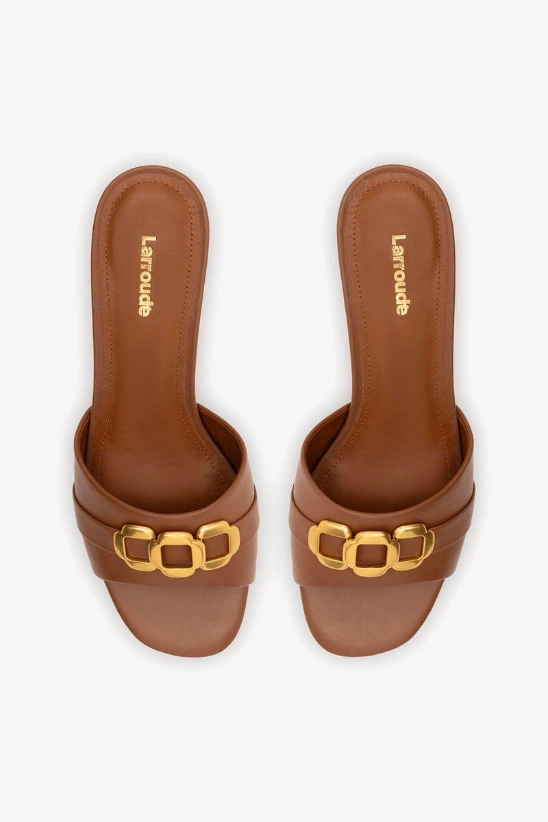 Franca Block Sandal In Caramel Leather 6