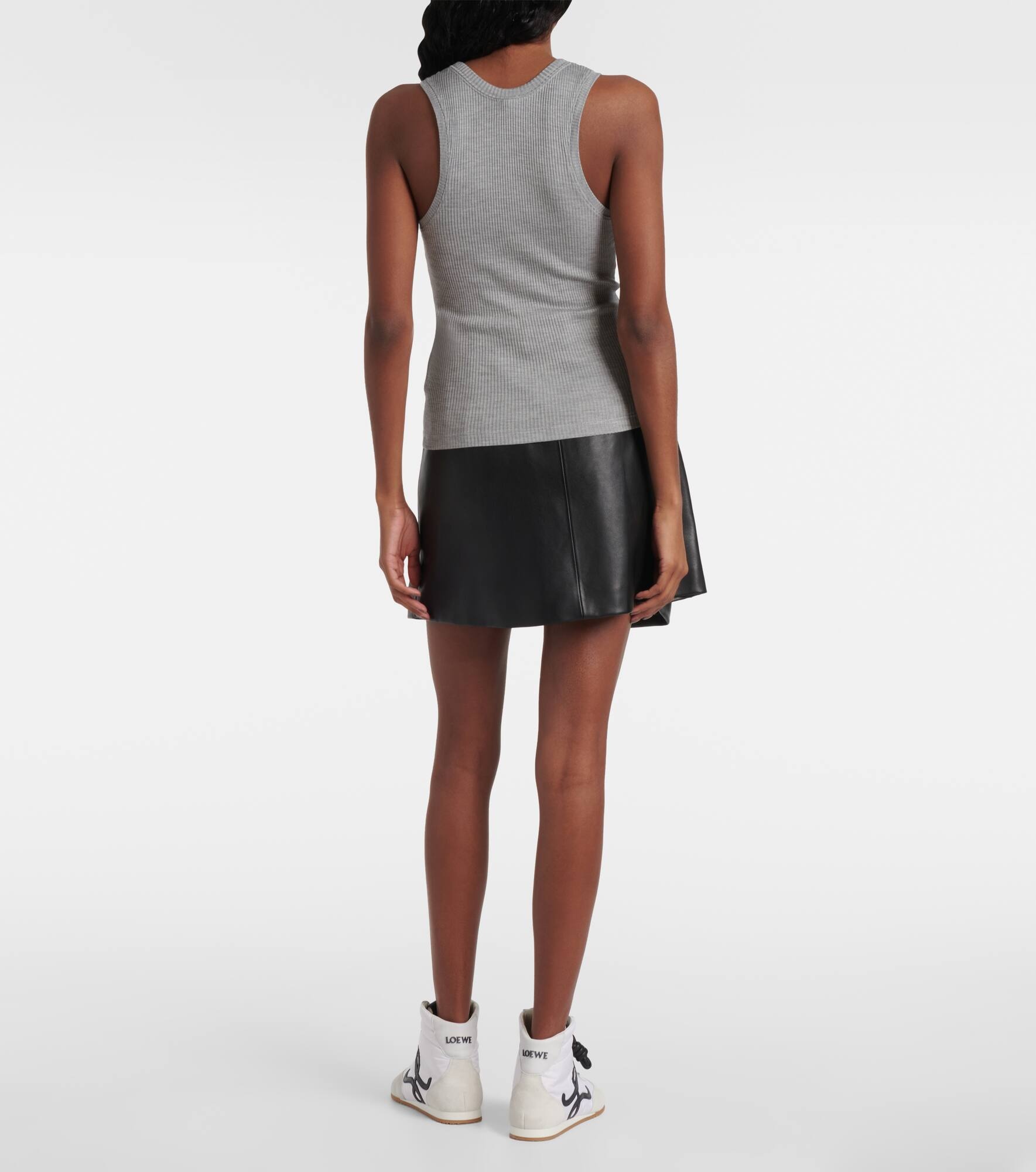 Anagram ribbed-knit silk tank top - 3