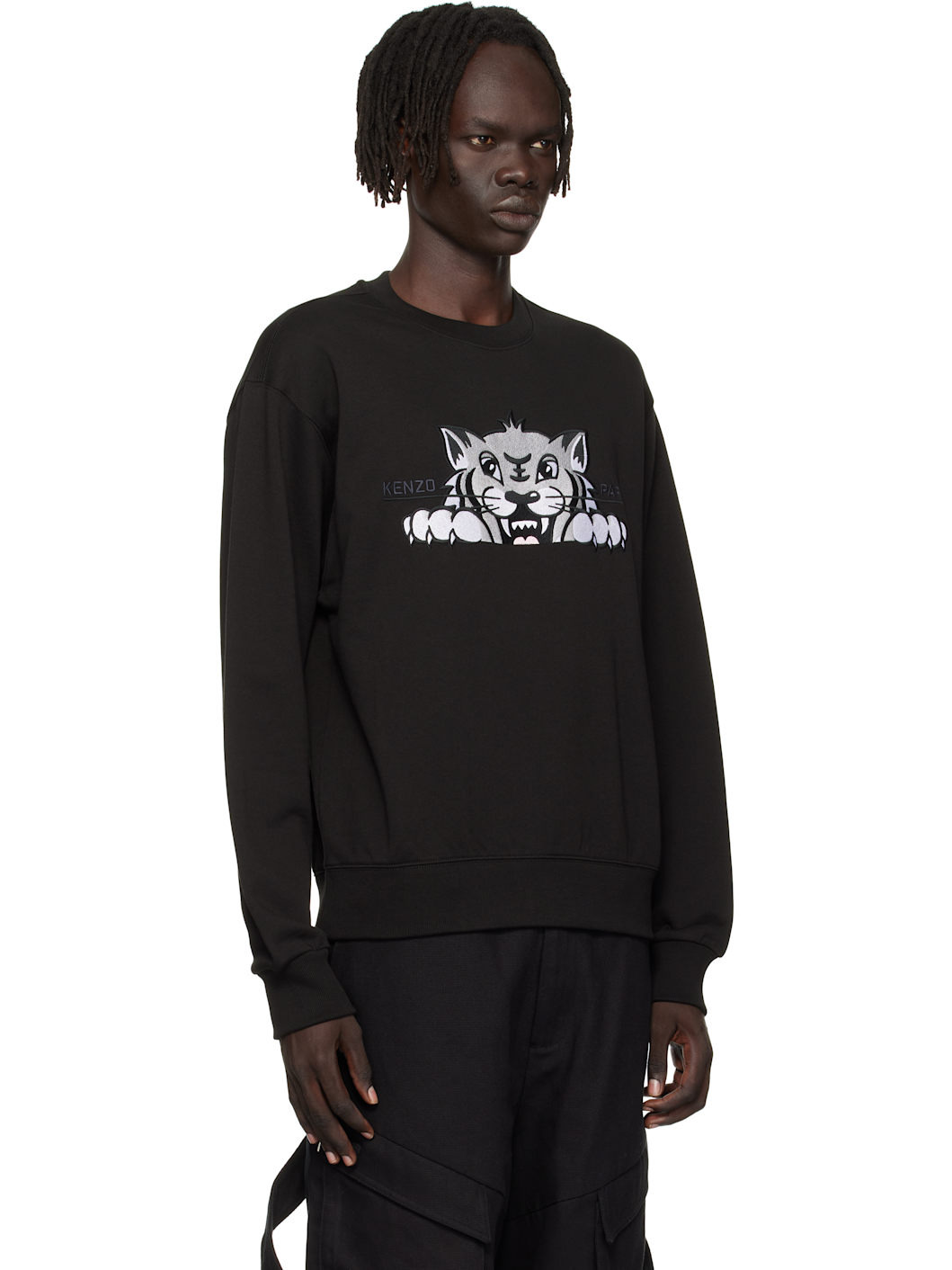 Black Kenzo Paris 'KENZO Happy Tiger' Embroidered Sweatshirt - 2