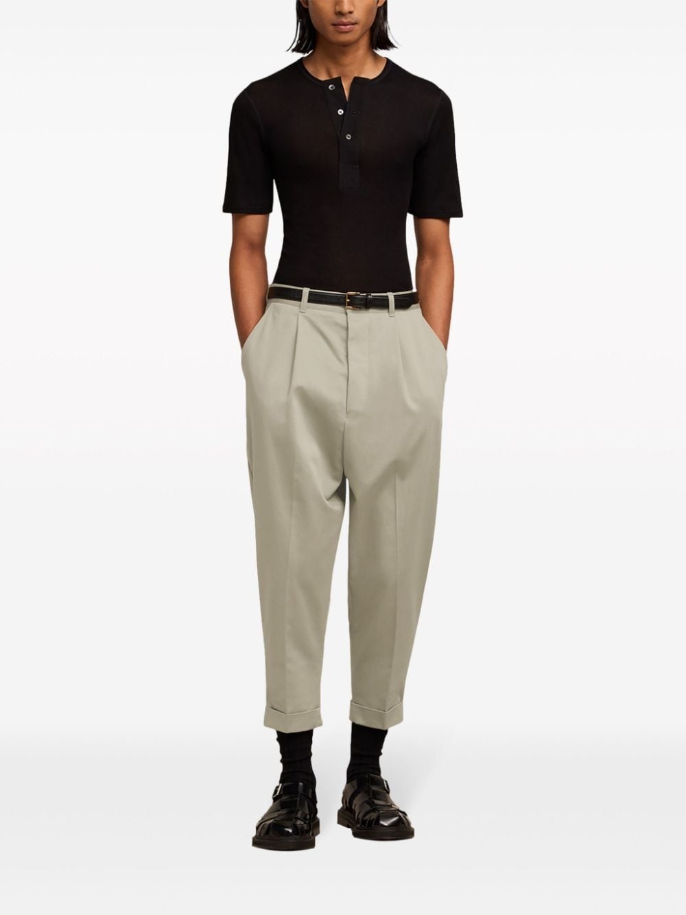 pressed-crease tapered trousers - 2